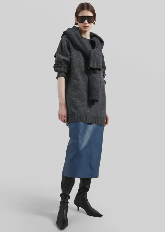 Taney Leather Midi Skirt - Cobalt sold by Frankie Shop