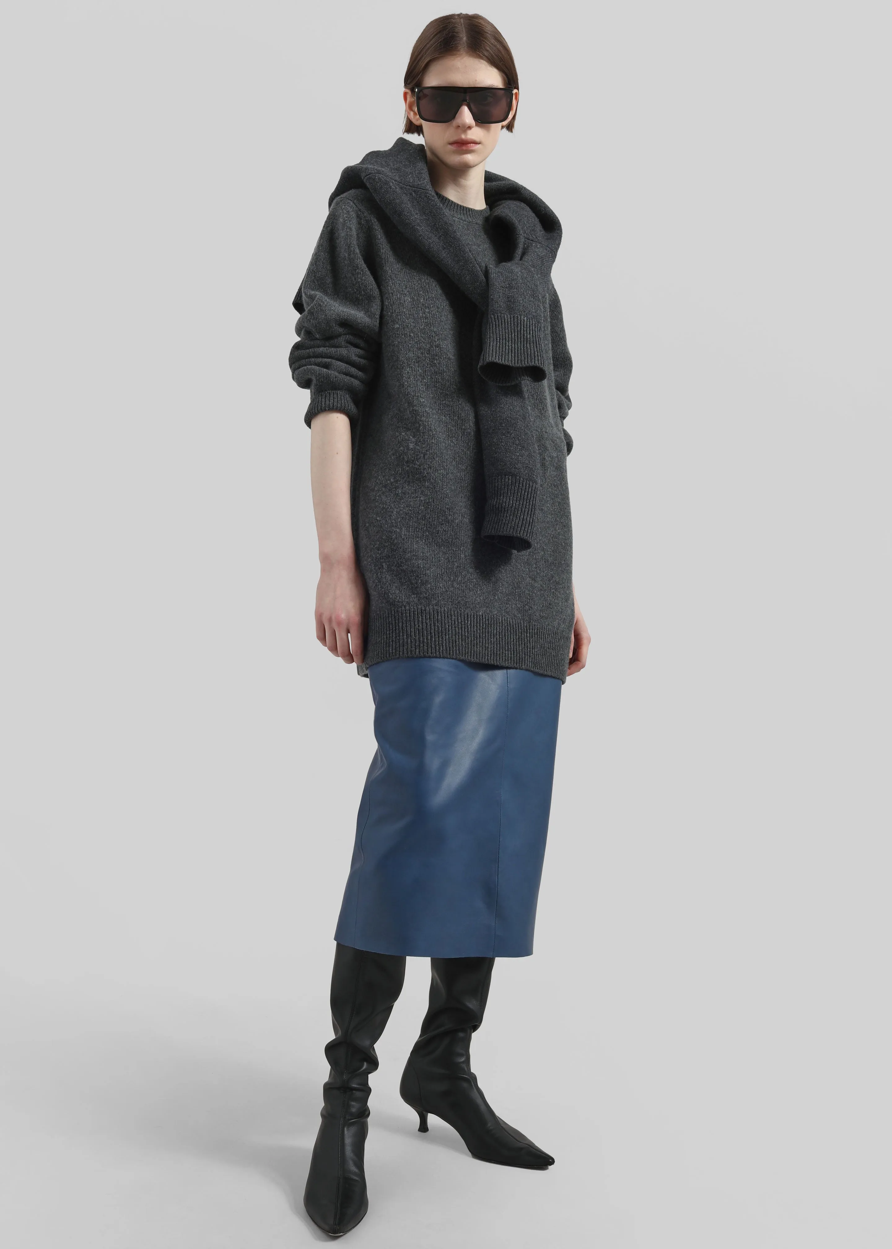 Taney Leather Midi Skirt - Cobalt sold by Frankie Shop