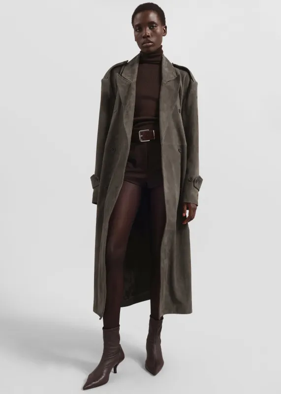 Pembroke Faux Suede Trench  - Mousse sold by Frankie Shop