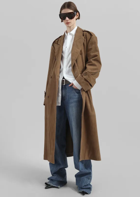 Pembroke Faux Suede Trench  - Camel sold by Frankie Shop