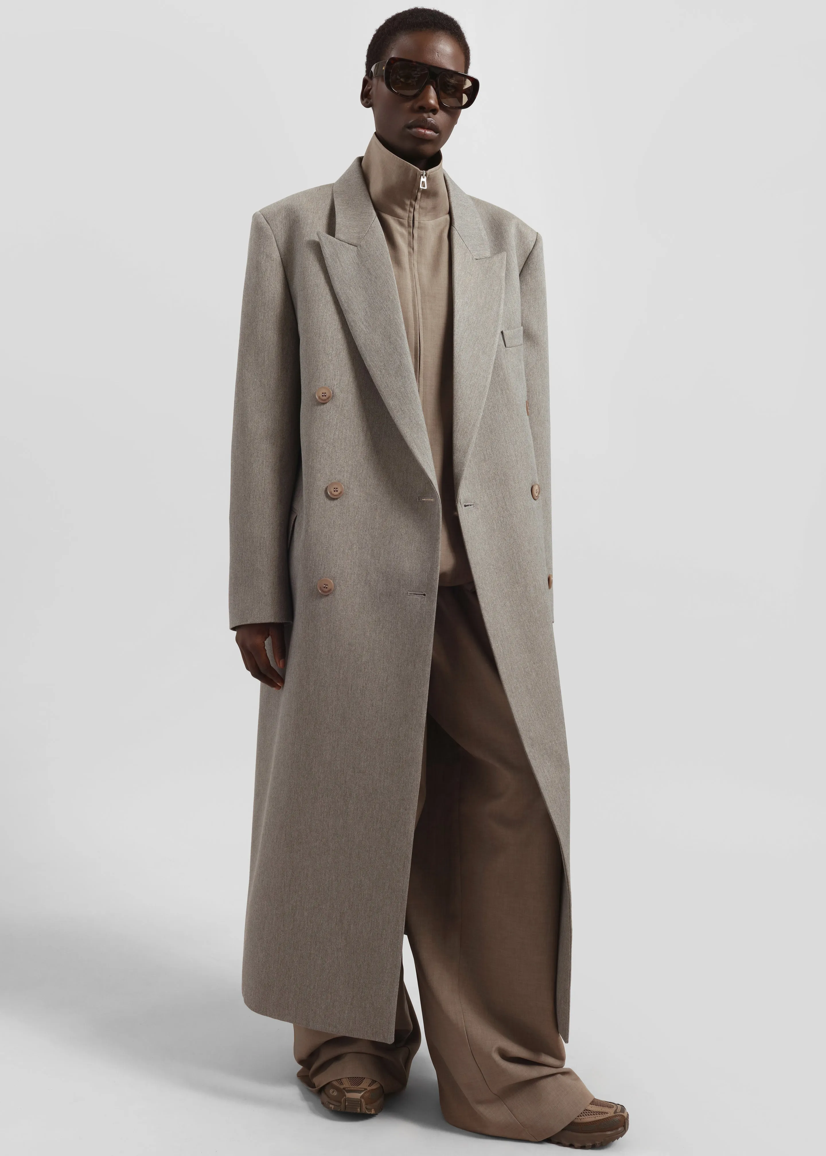 Jane Long Coat - Taupe Melange sold by Frankie Shop