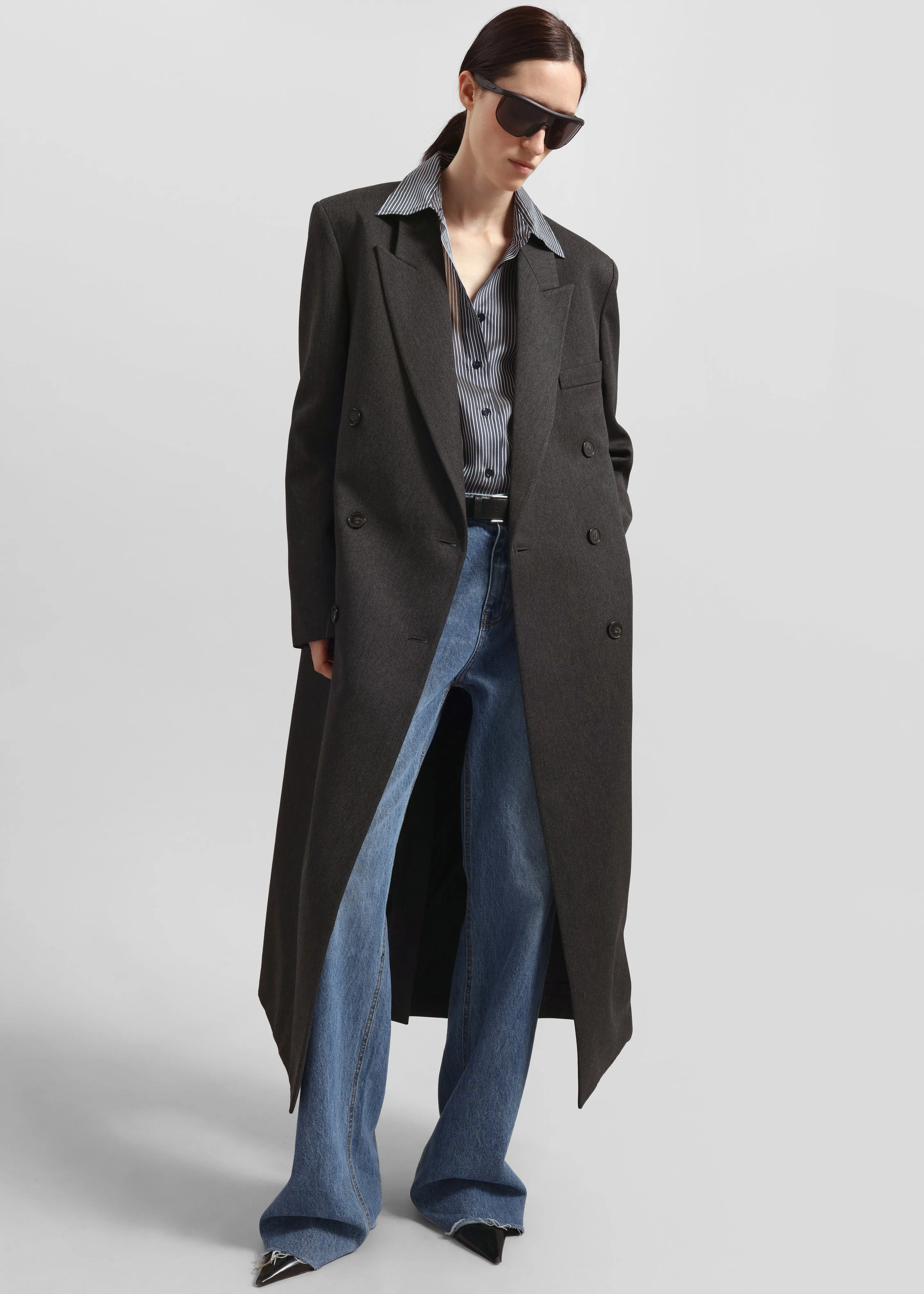 Jane Long Coat - Grey Melange sold by Frankie Shop