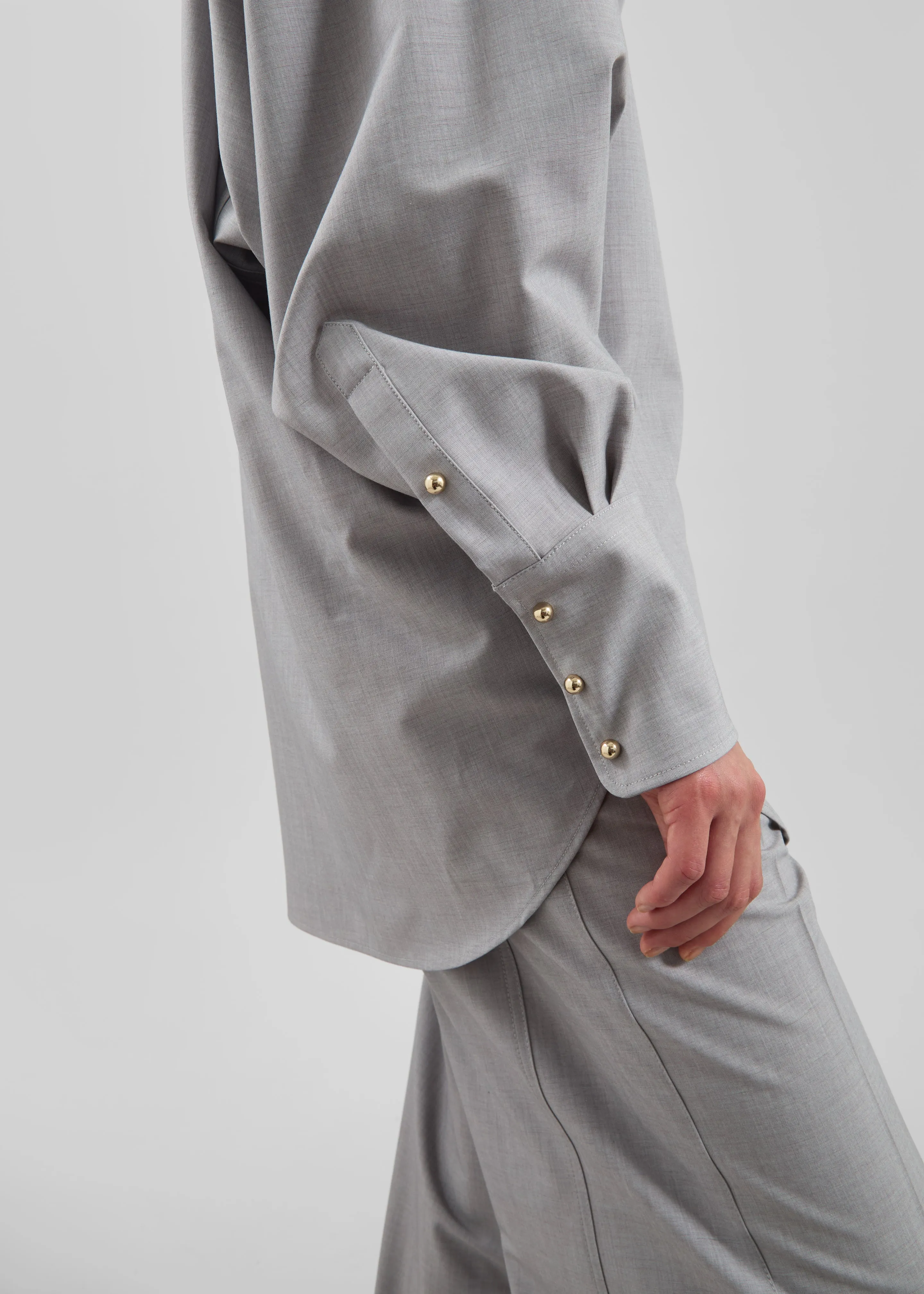Darkpark Carla Oversized Wool Shirt - Light Grey sold by Frankie Shop product image thumbnail 2