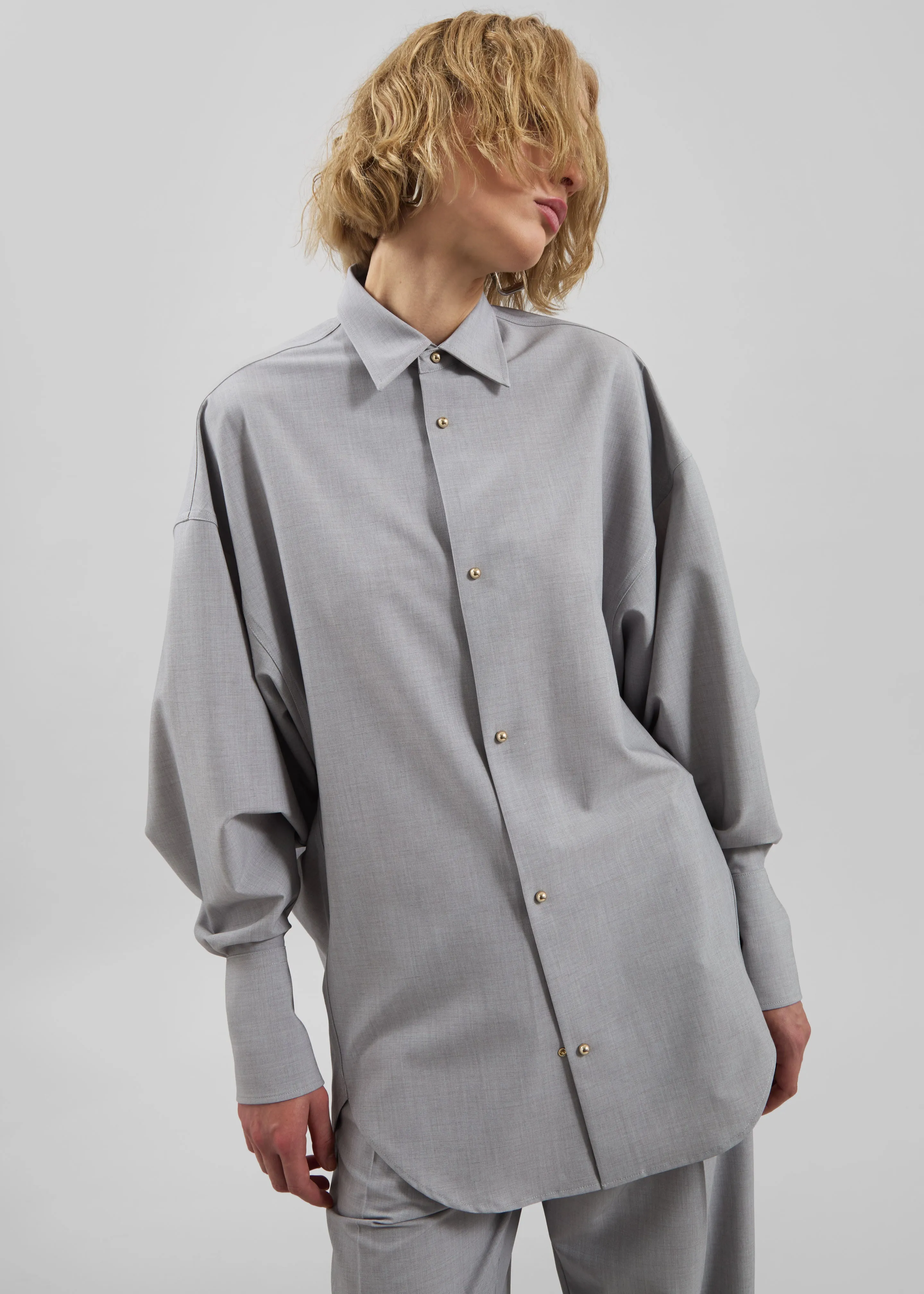 Darkpark Carla Oversized Wool Shirt - Light Grey sold by Frankie Shop product image thumbnail 3