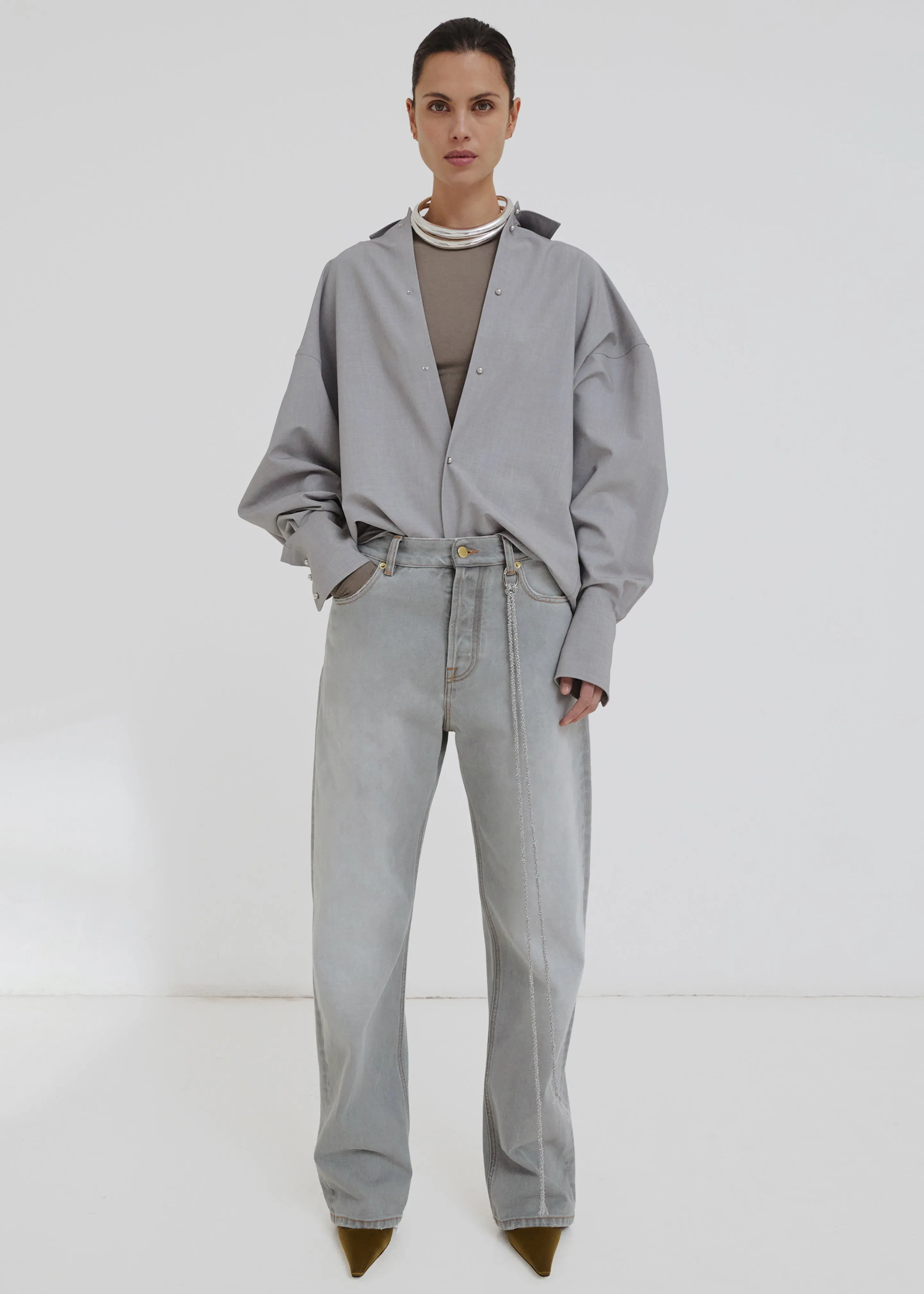 Darkpark Carla Oversized Wool Shirt - Light Grey sold by Frankie Shop