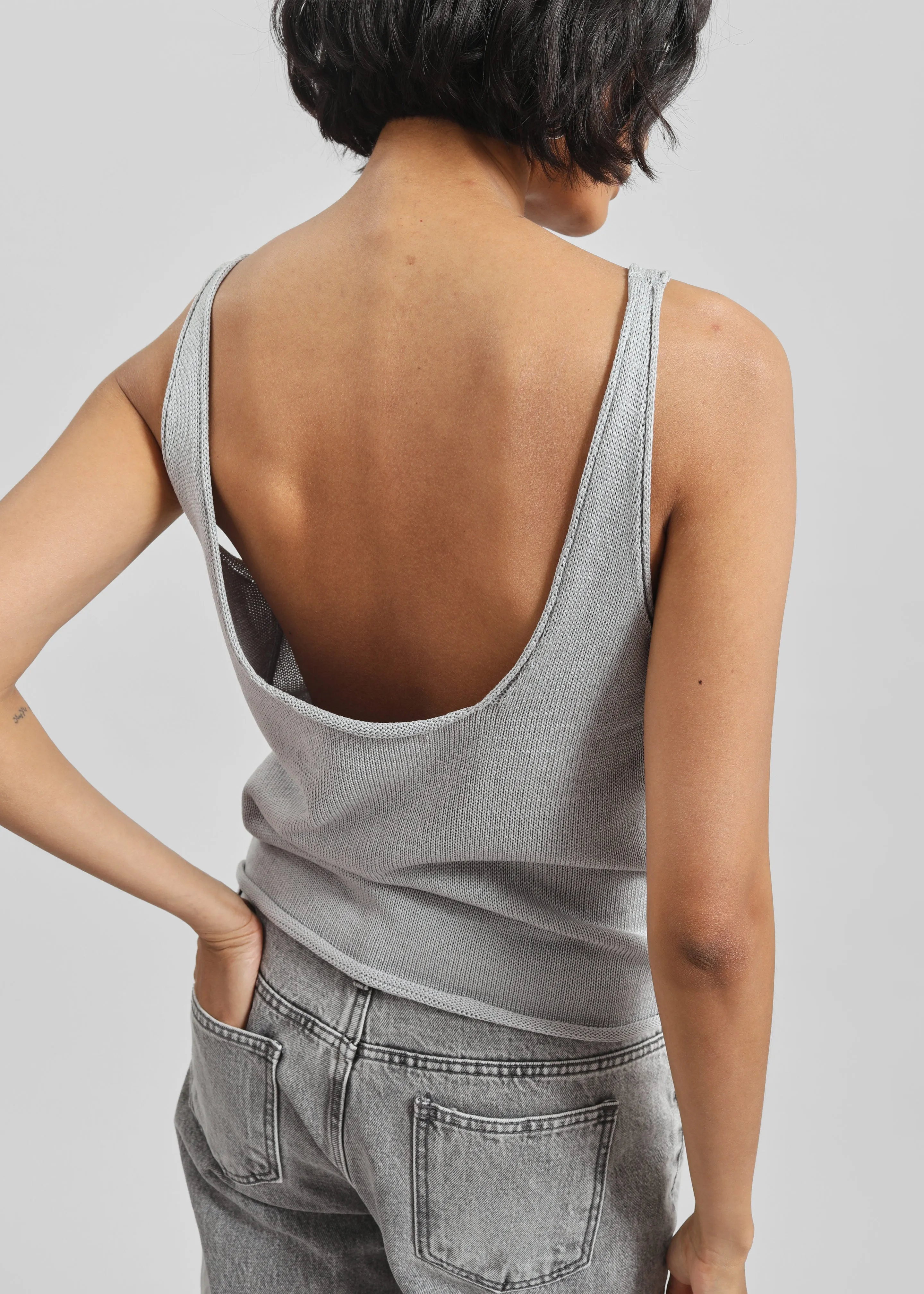 Islay Open-Back Knit Tank - Grey sold by Frankie Shop product image thumbnail 5