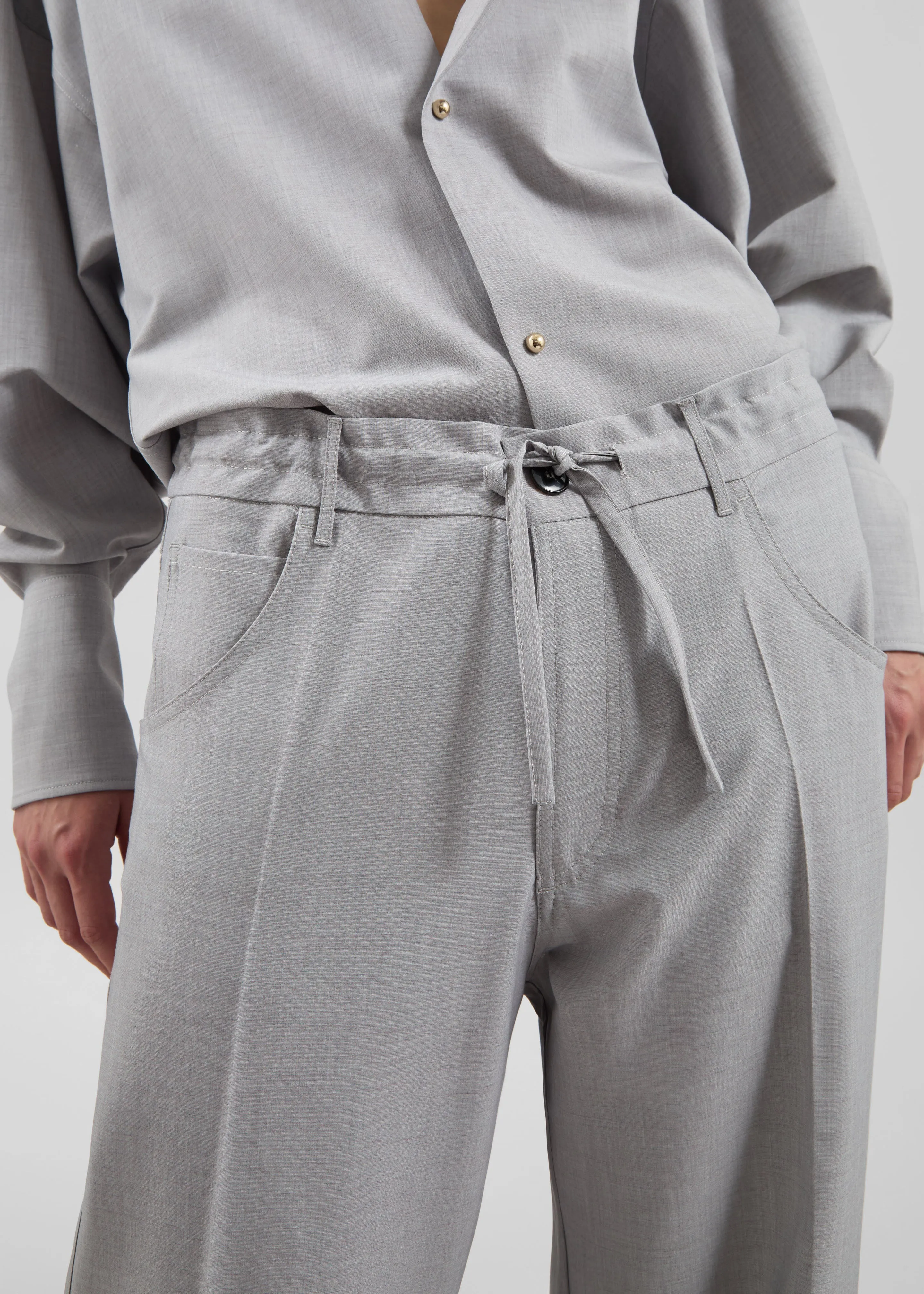 Darkpark Iris Viscose Wool Paper Bags Pants - Light Grey sold by Frankie Shop product image thumbnail 2