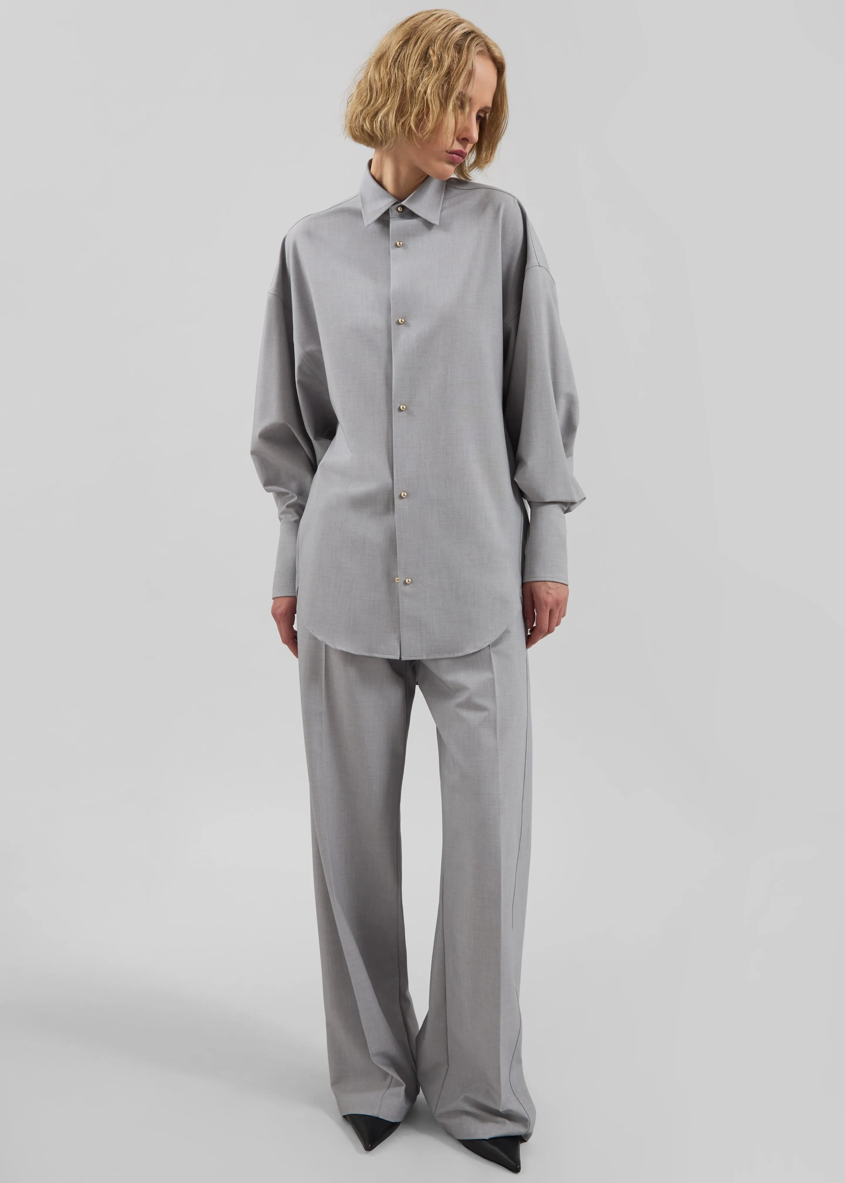 Darkpark Iris Viscose Wool Paper Bags Pants - Light Grey sold by Frankie Shop product image thumbnail 3