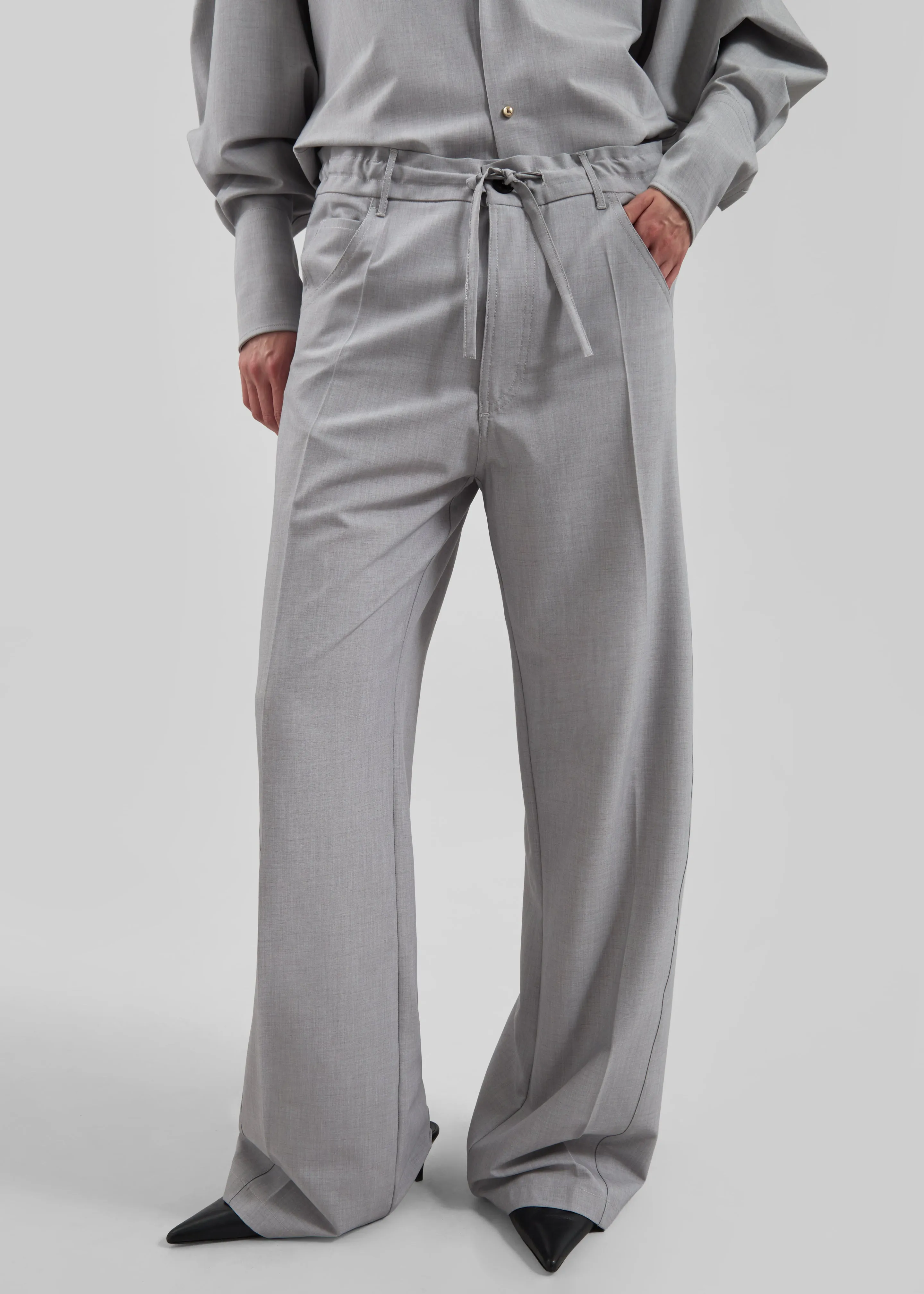 Darkpark Iris Viscose Wool Paper Bags Pants - Light Grey sold by Frankie Shop product image thumbnail 4