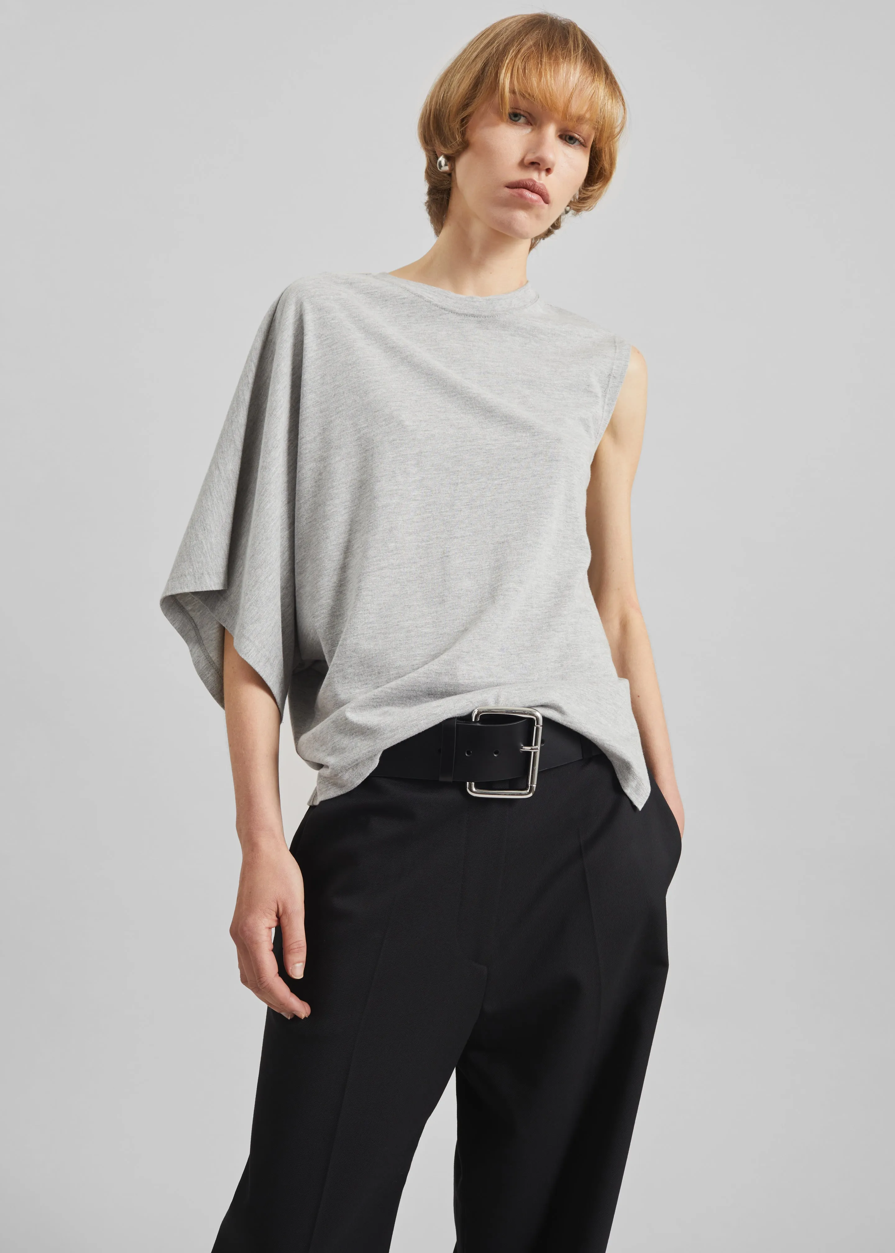 Ismere One-Sleeve Asymmetric Top - Grey sold by Frankie Shop