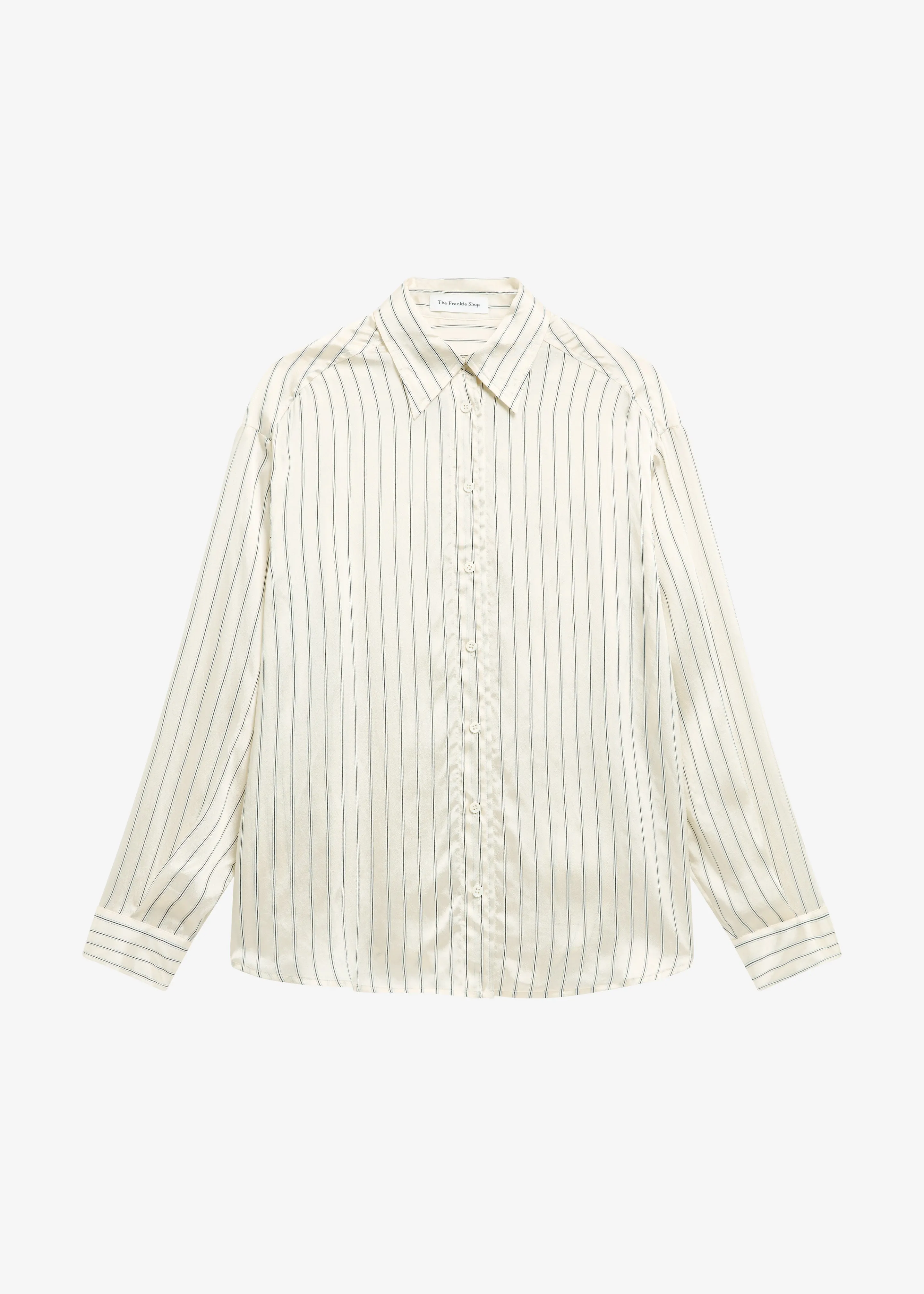 Peri Striped Silk Shirt - Cream/Navy Stripe sold by Frankie Shop product image thumbnail 4