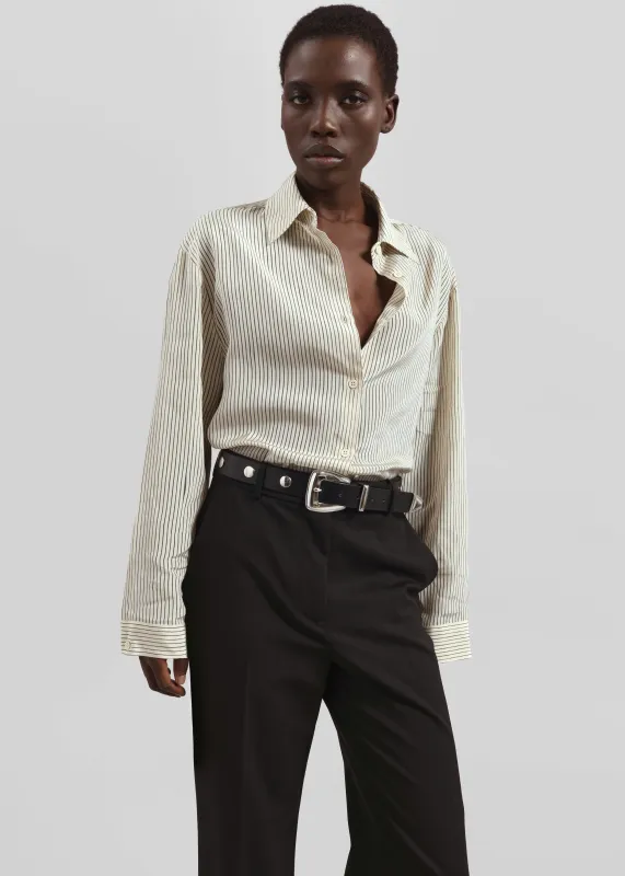 Peri Striped Shirt - Ivory/Black sold by Frankie Shop