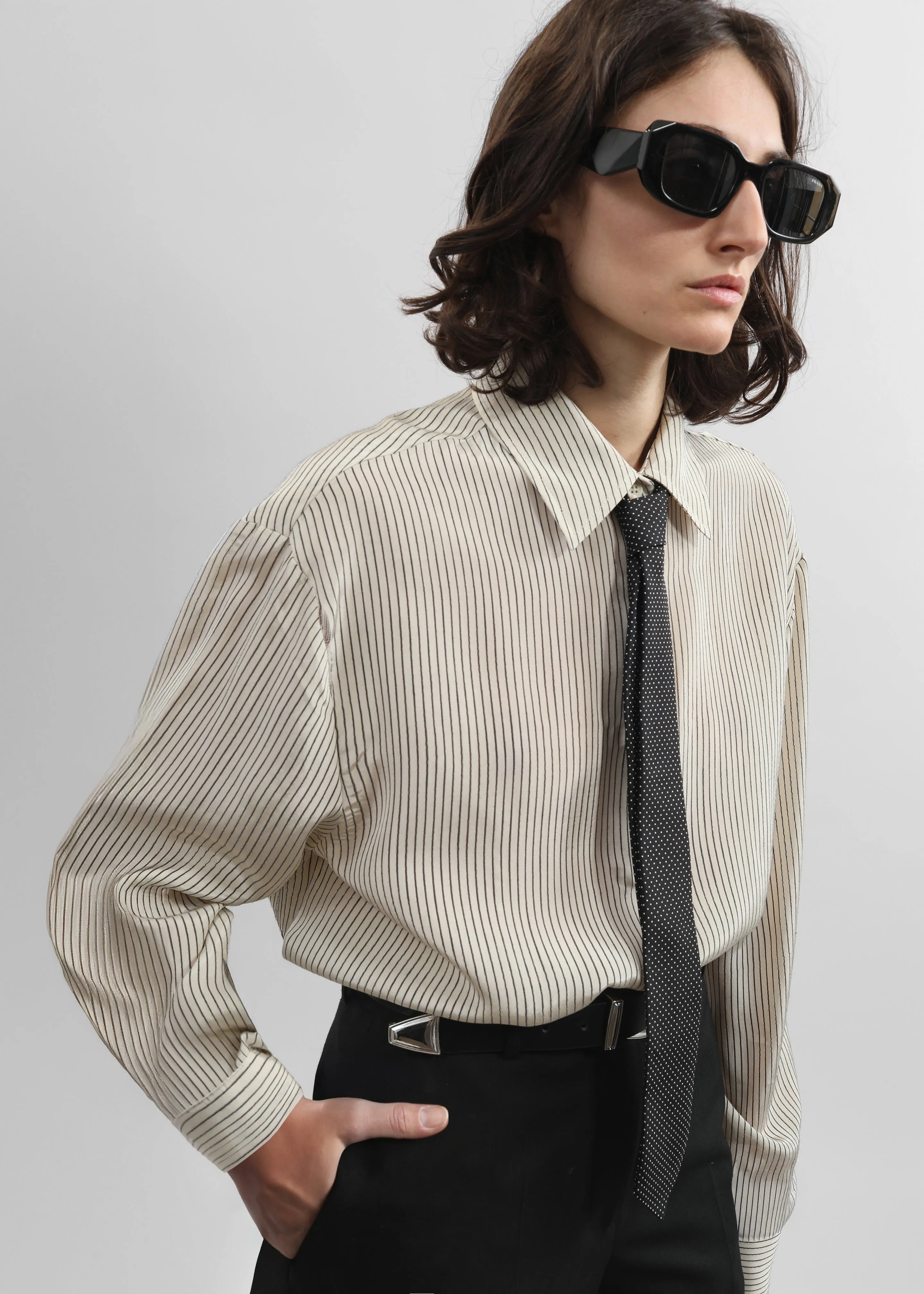 Lene Dotted Jacquard Tie - Black/White sold by Frankie Shop product image thumbnail 4