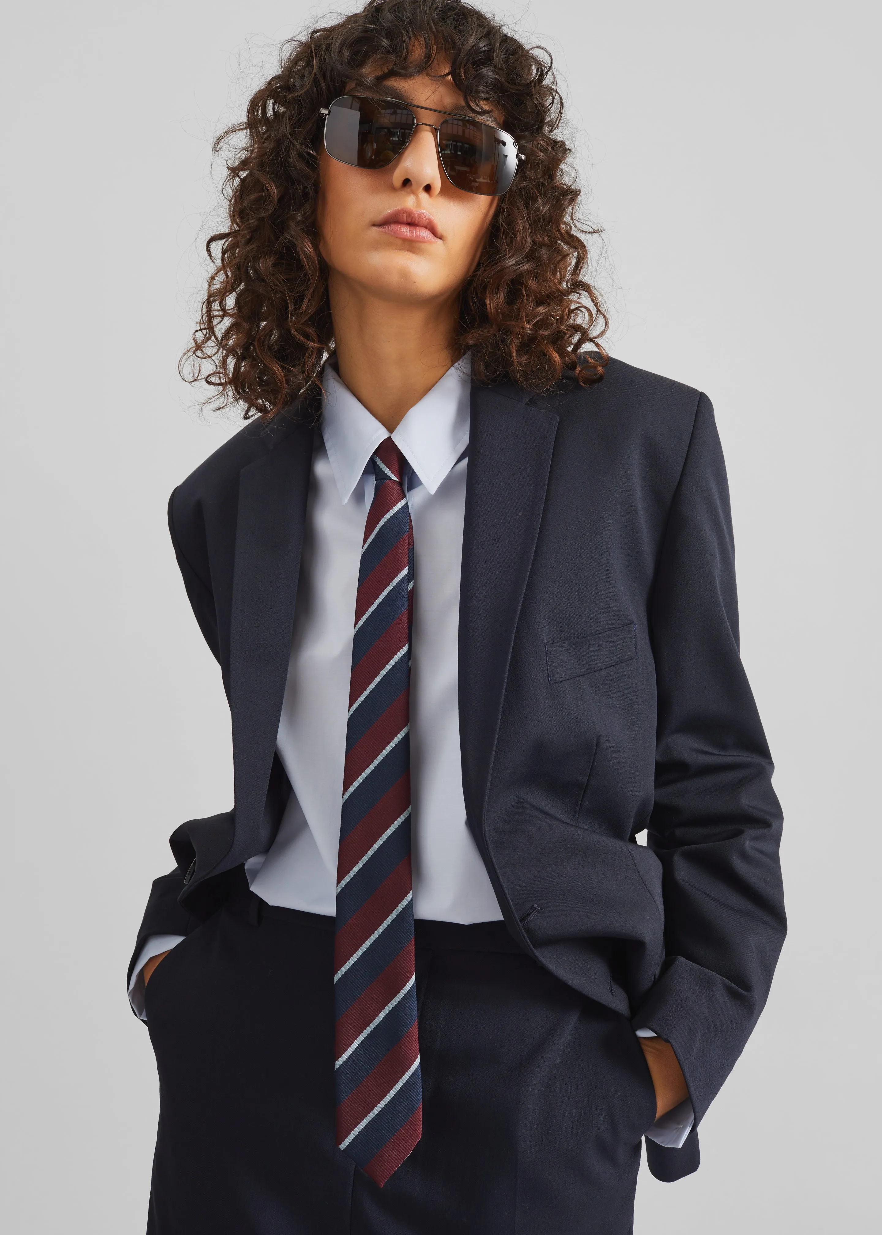 Lene Striped Tie - Burgundy sold by Frankie Shop