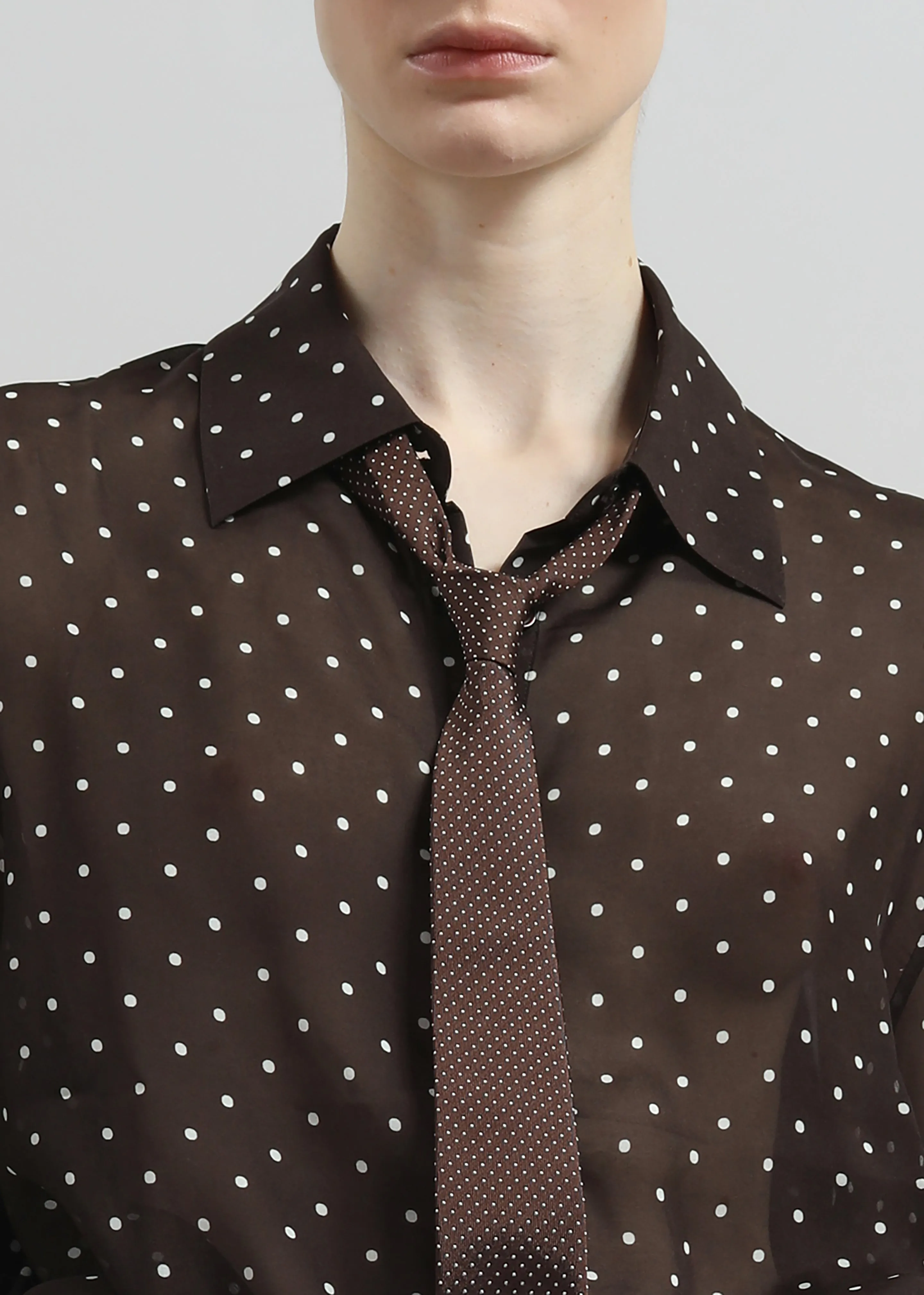 Lene Dotted Jacquard Tie - Brown/White sold by Frankie Shop product image thumbnail 2