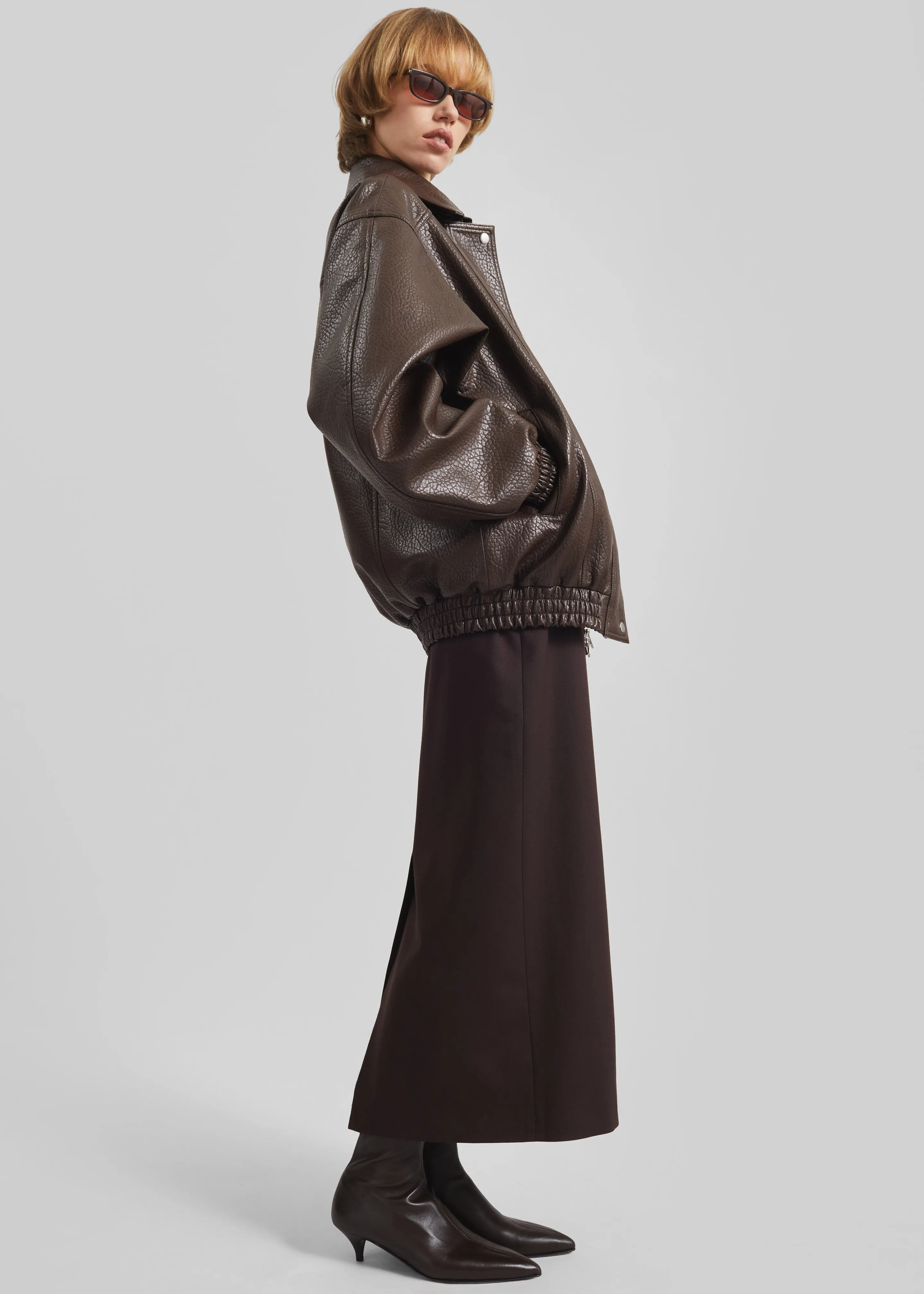 Prescott Grained Faux Leather Jacket - Brown sold by Frankie Shop product image thumbnail 5
