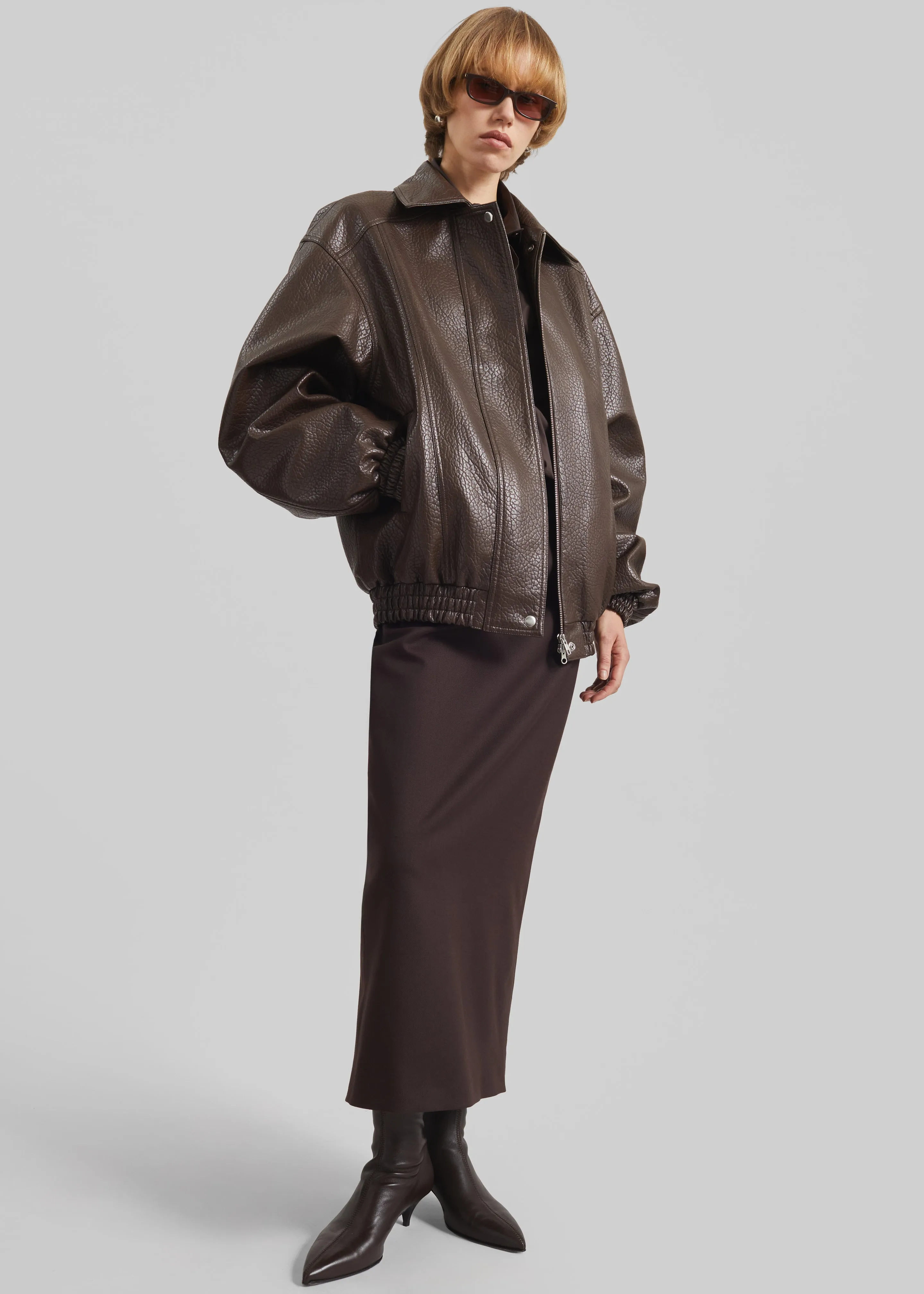 Prescott Grained Faux Leather Jacket - Brown sold by Frankie Shop product image thumbnail 3