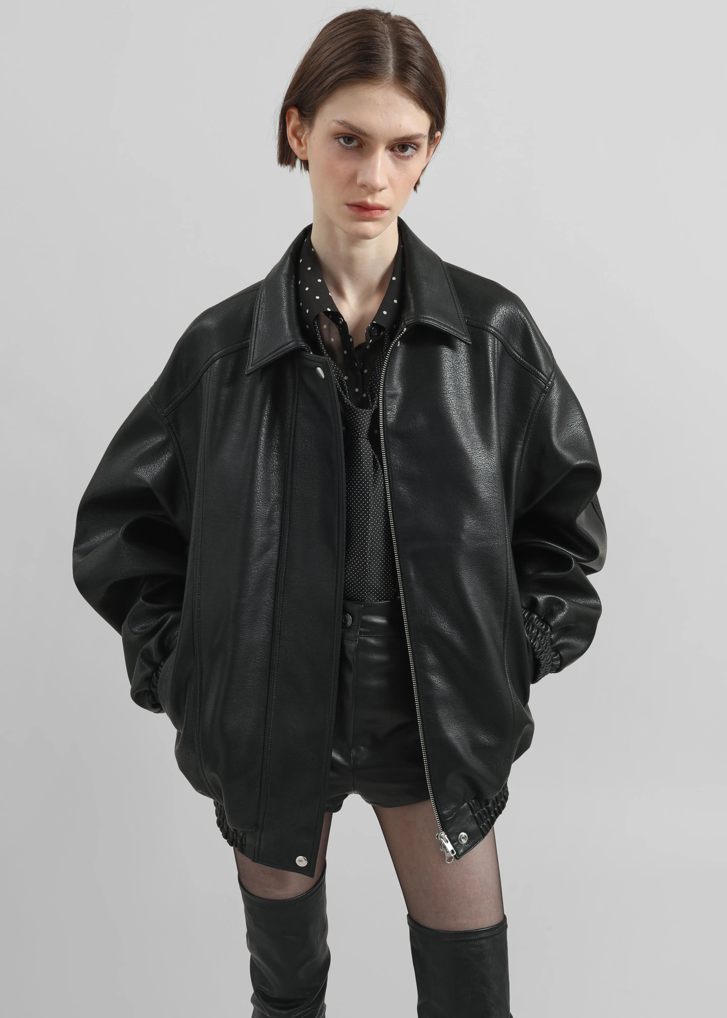 Prescott Faux Leather Jacket - Black sold by Frankie Shop