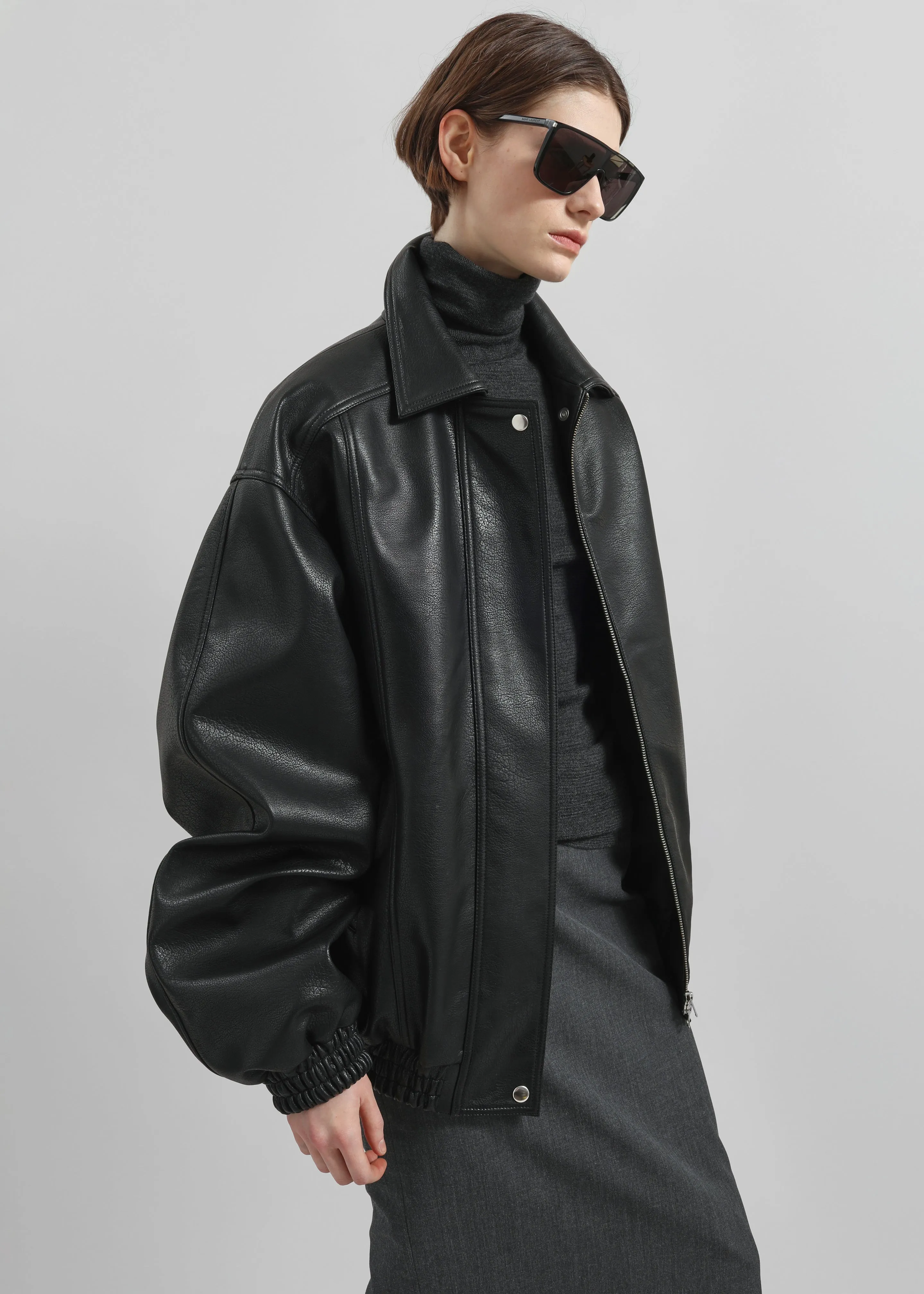 Prescott Faux Leather Jacket - Black sold by Frankie Shop product image thumbnail 4