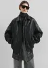 Prescott Faux Leather Jacket - Black sold by Frankie Shop