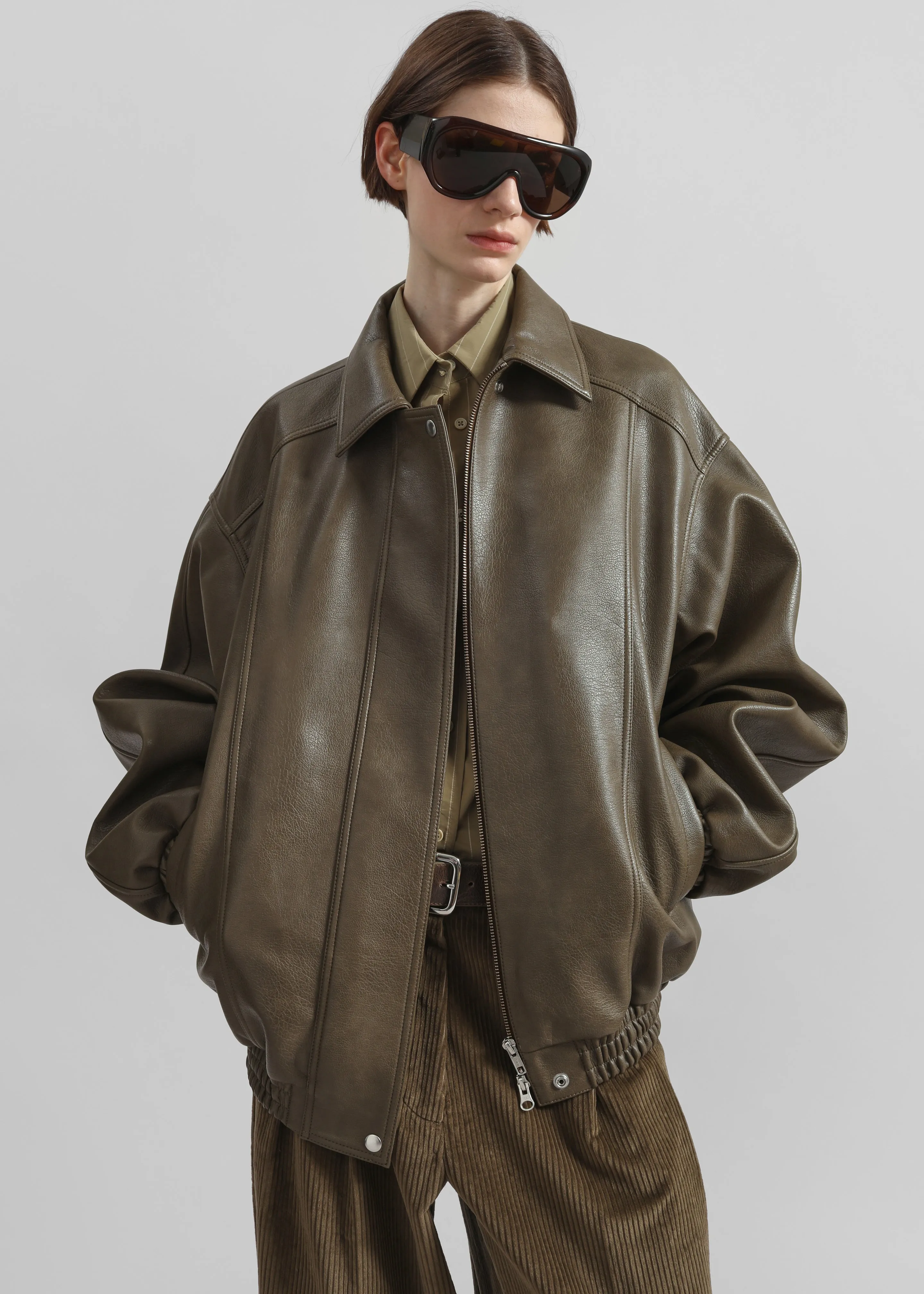 Prescott Faux Leather Jacket - Moss Green sold by Frankie Shop product image thumbnail 2