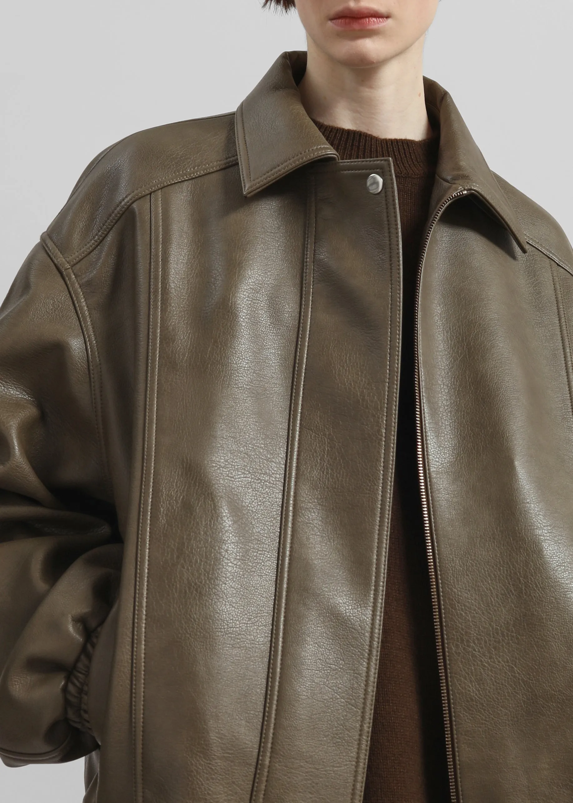 Prescott Faux Leather Jacket - Moss Green sold by Frankie Shop product image thumbnail 3