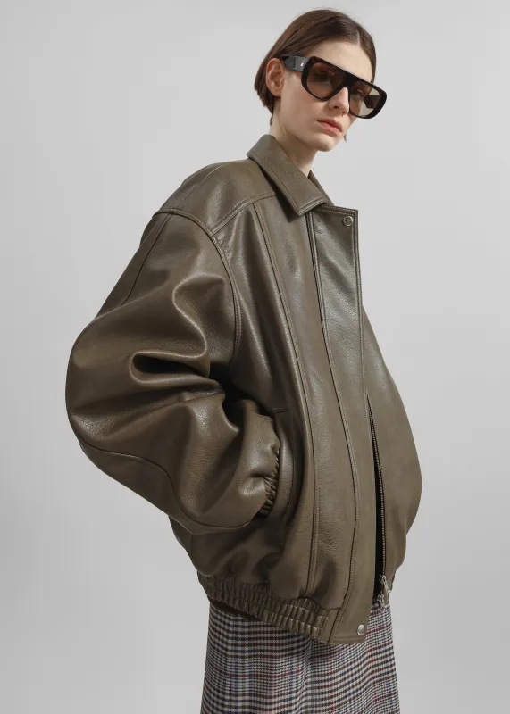 Prescott Faux Leather Jacket - Moss Green sold by Frankie Shop