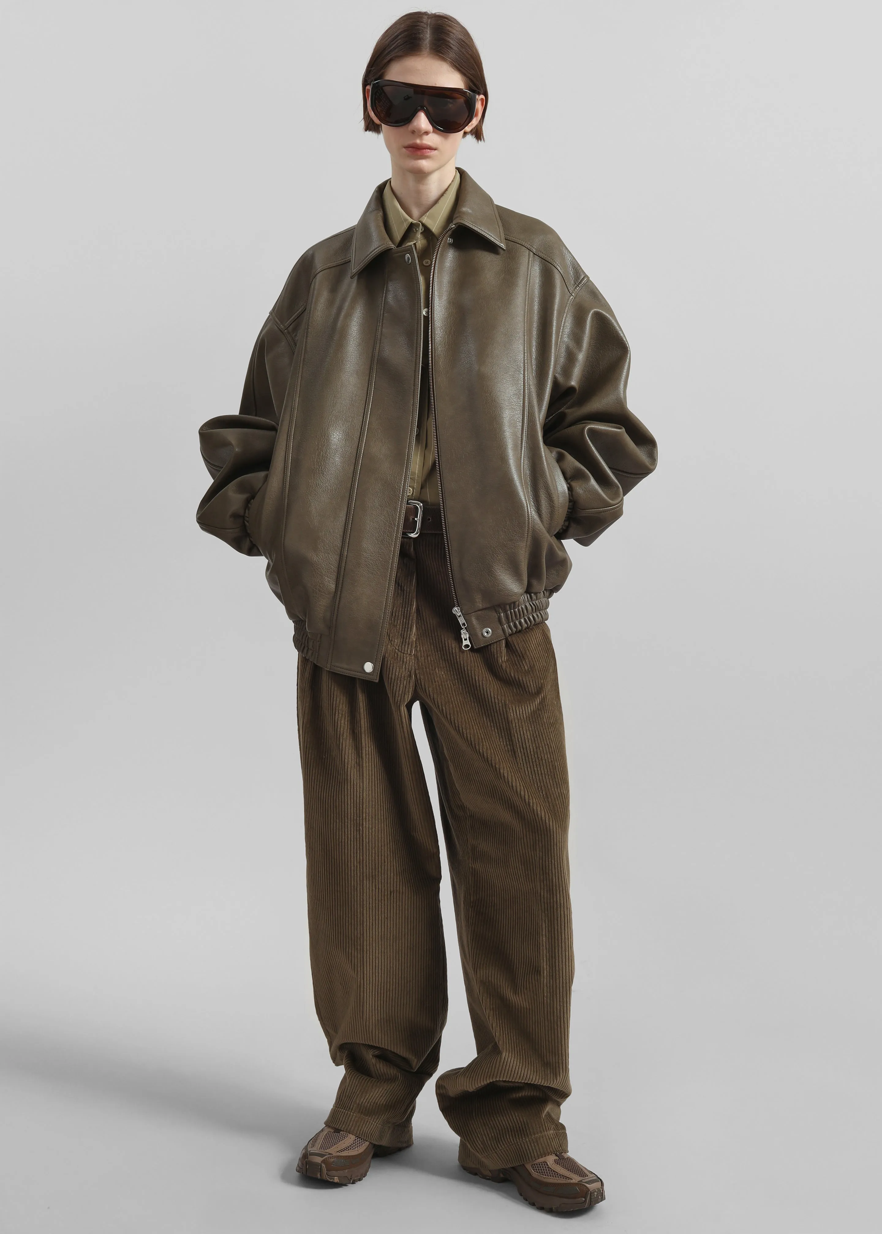 Prescott Faux Leather Jacket - Moss Green sold by Frankie Shop product image thumbnail 5