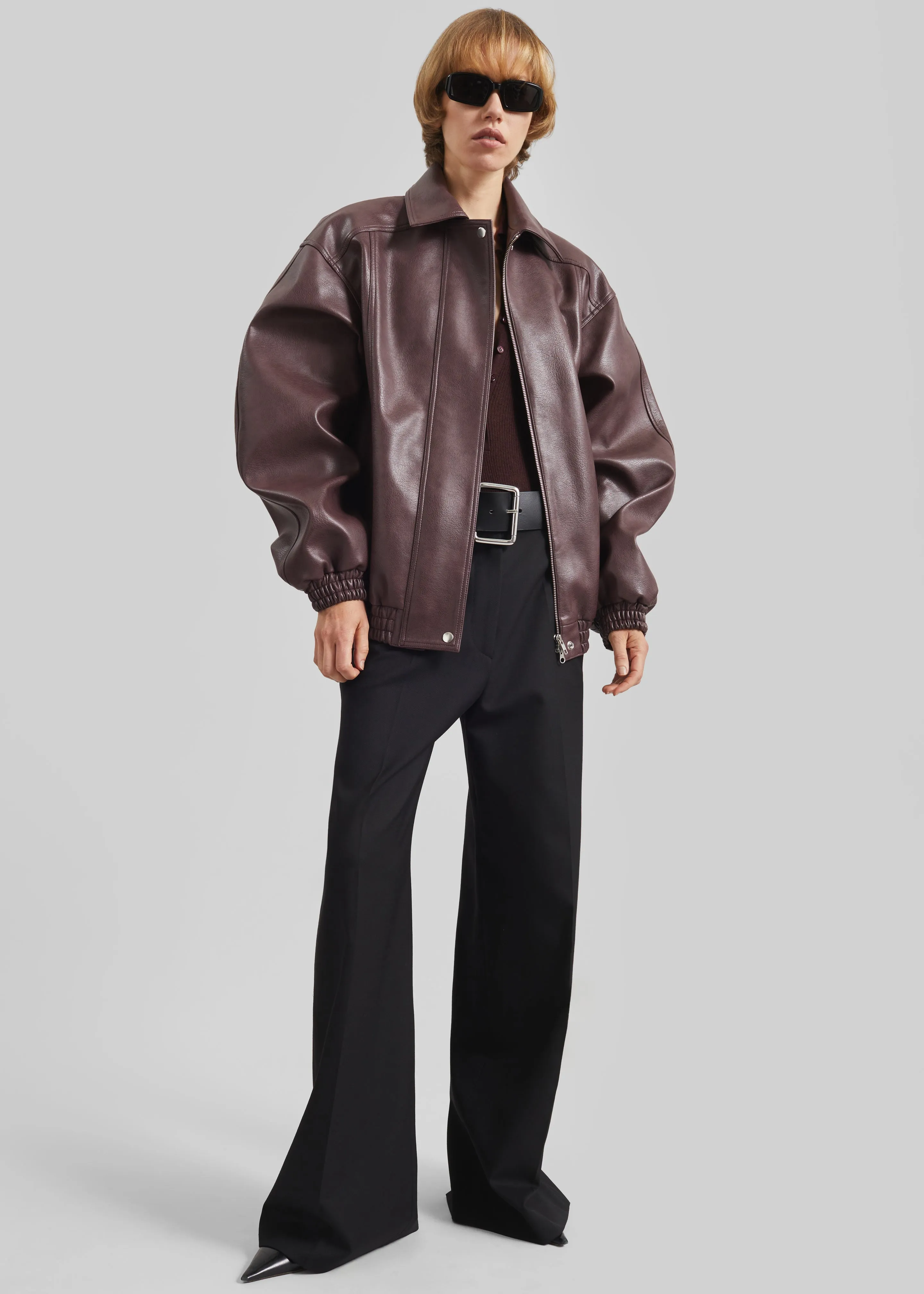 Prescott Faux Leather Jacket - Burgundy sold by Frankie Shop product image thumbnail 5