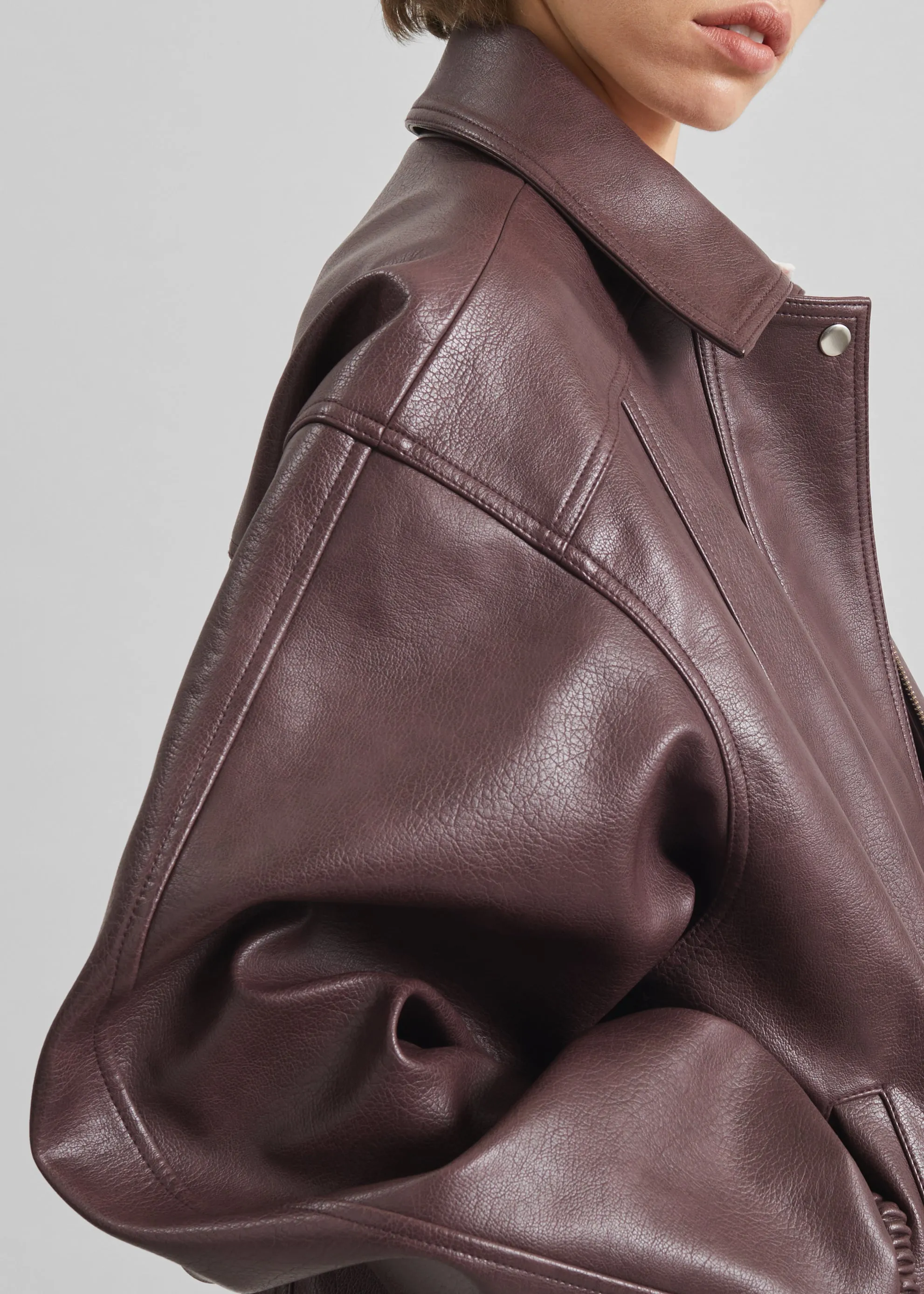 Prescott Faux Leather Jacket - Burgundy sold by Frankie Shop product image thumbnail 4