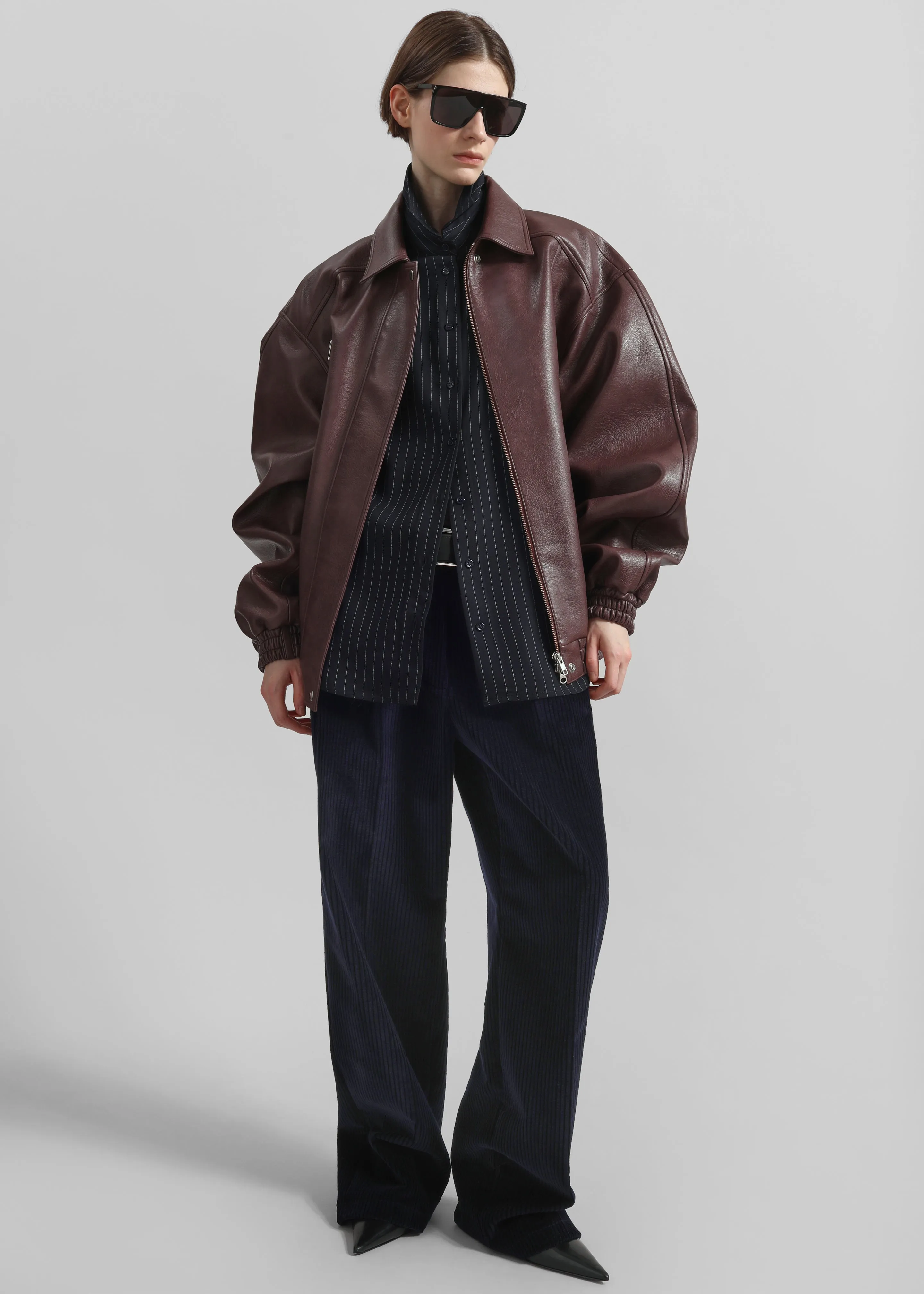 Prescott Faux Leather Jacket - Burgundy sold by Frankie Shop product image thumbnail 2