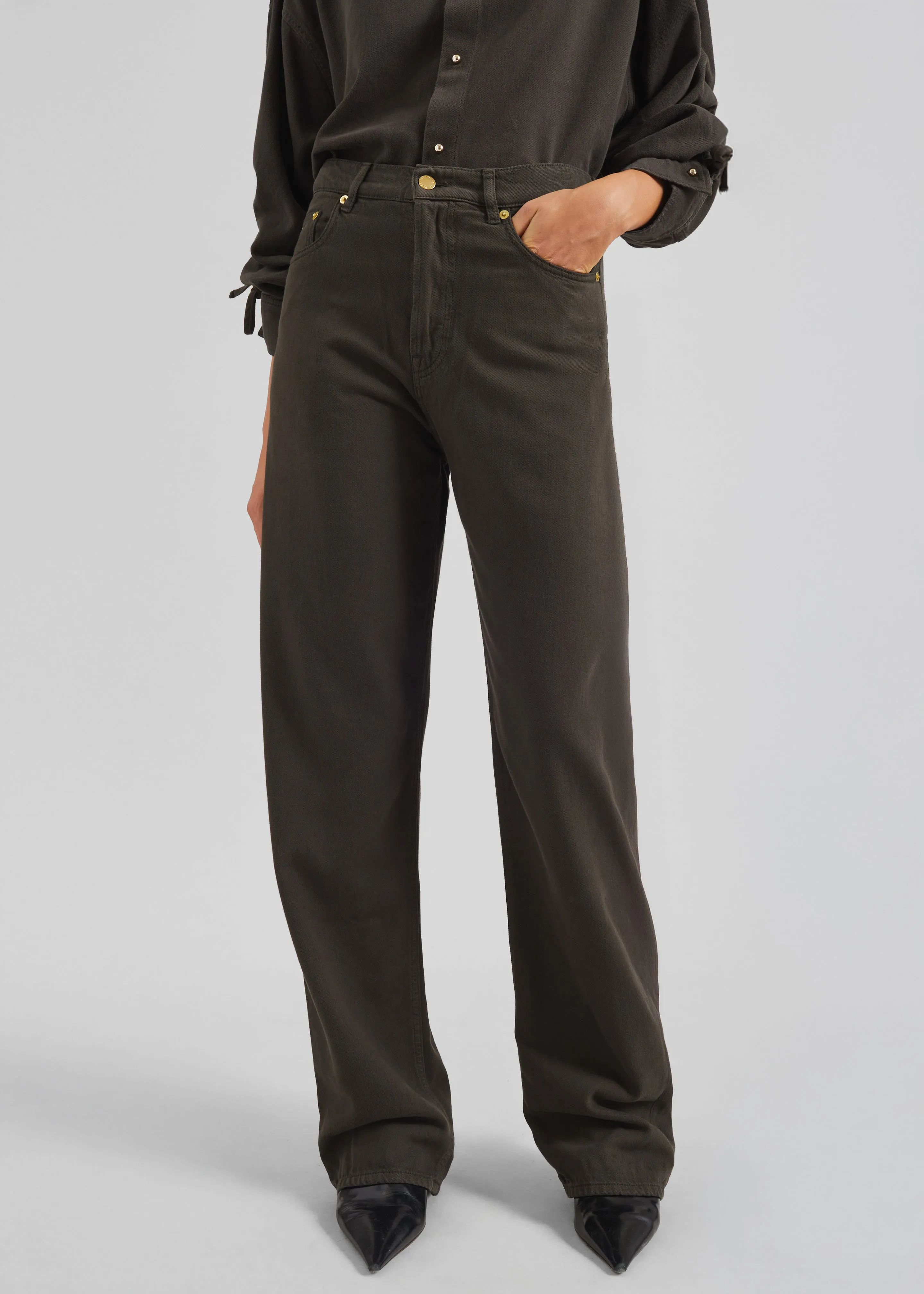 Darkpark Gale Relaxed Fit Denim - Dark Brown sold by Frankie Shop product image thumbnail 2