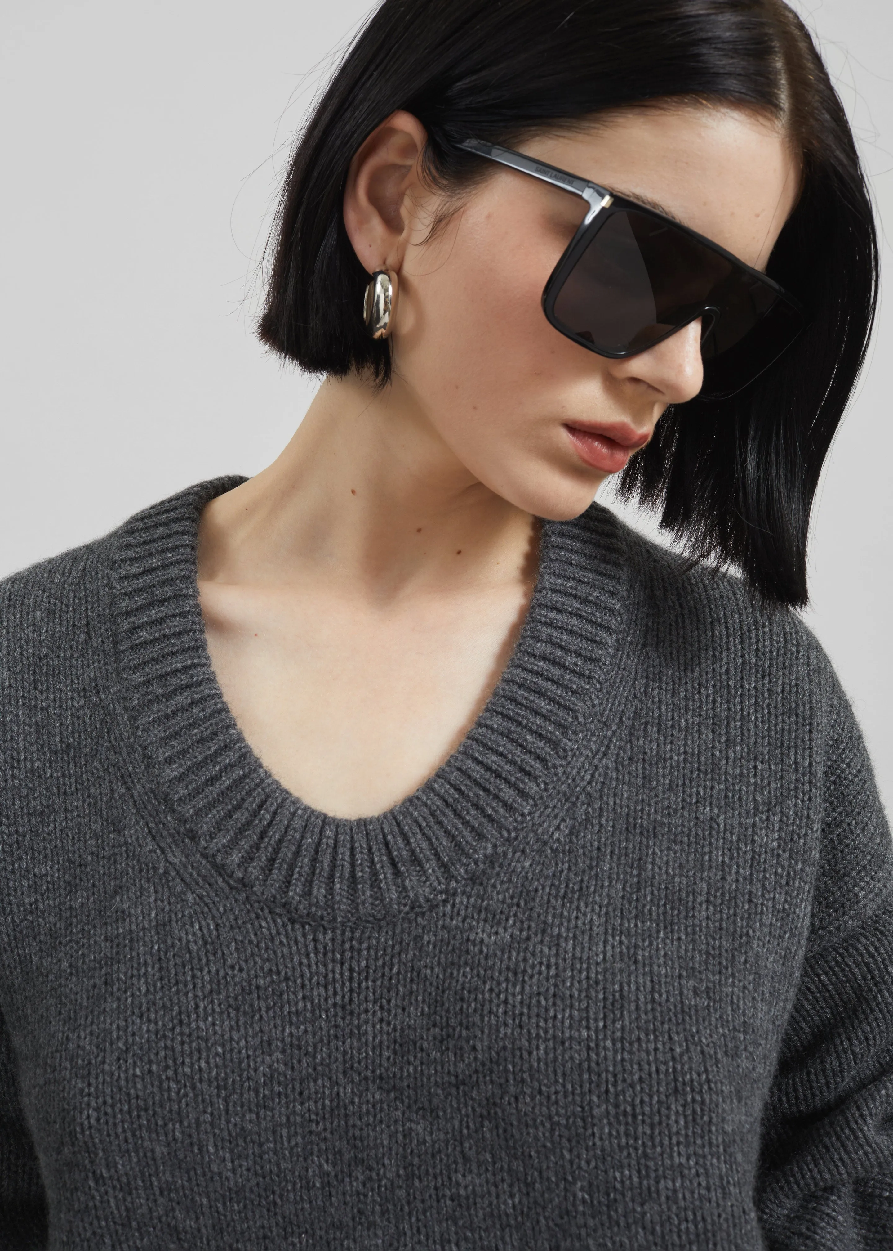 Loulou de Saison Derry U Neck Sweater - Anthracite Melange sold by Frankie Shop product image thumbnail 2