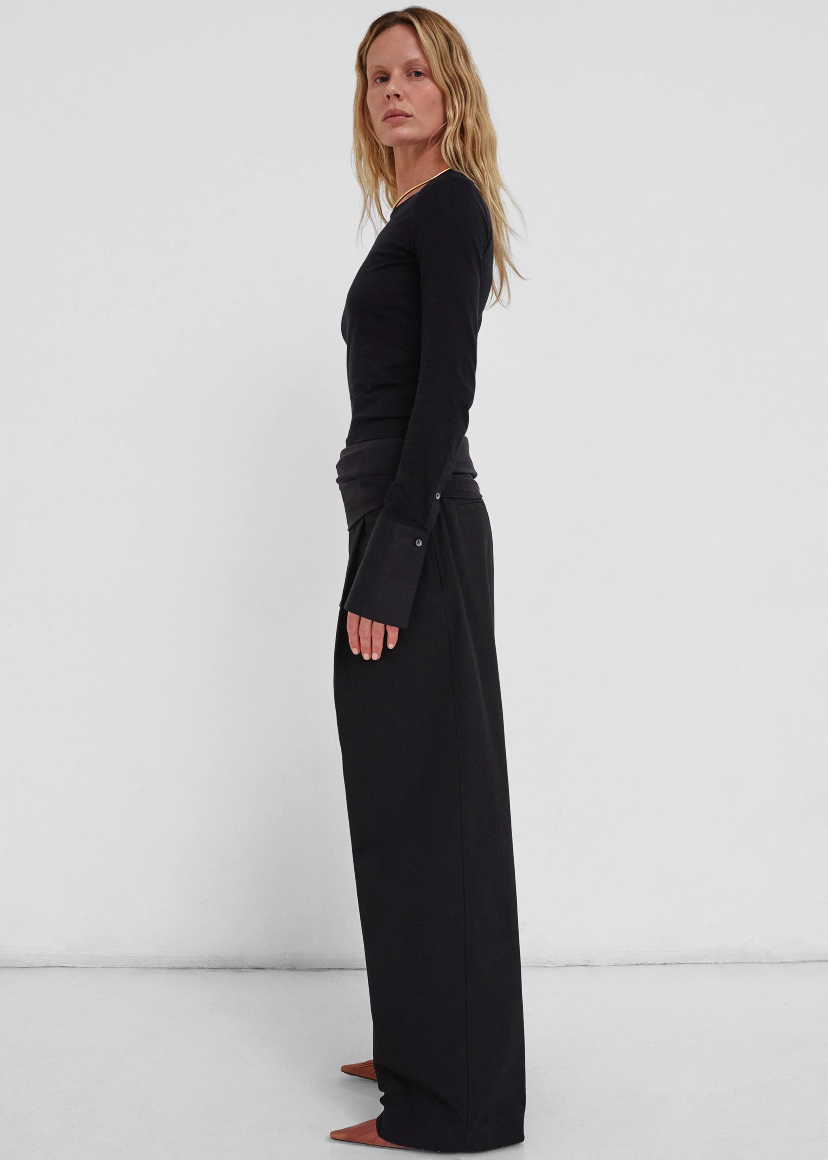 Darkpark Wendy Elastic Waist Wide Leg Trousers - Black sold by Frankie Shop product image thumbnail 5