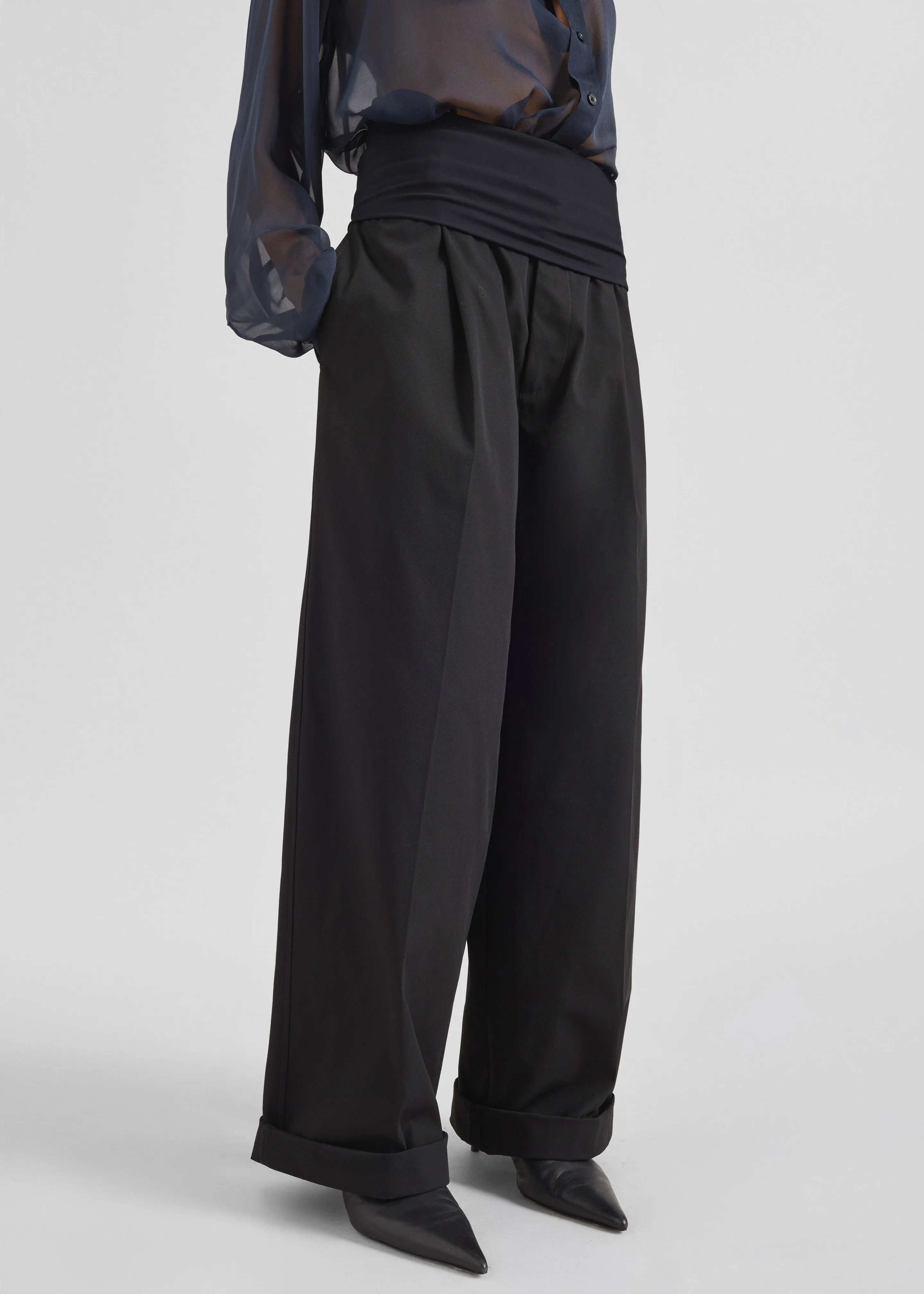 Darkpark Wendy Elastic Waist Wide Leg Trousers - Black sold by Frankie Shop