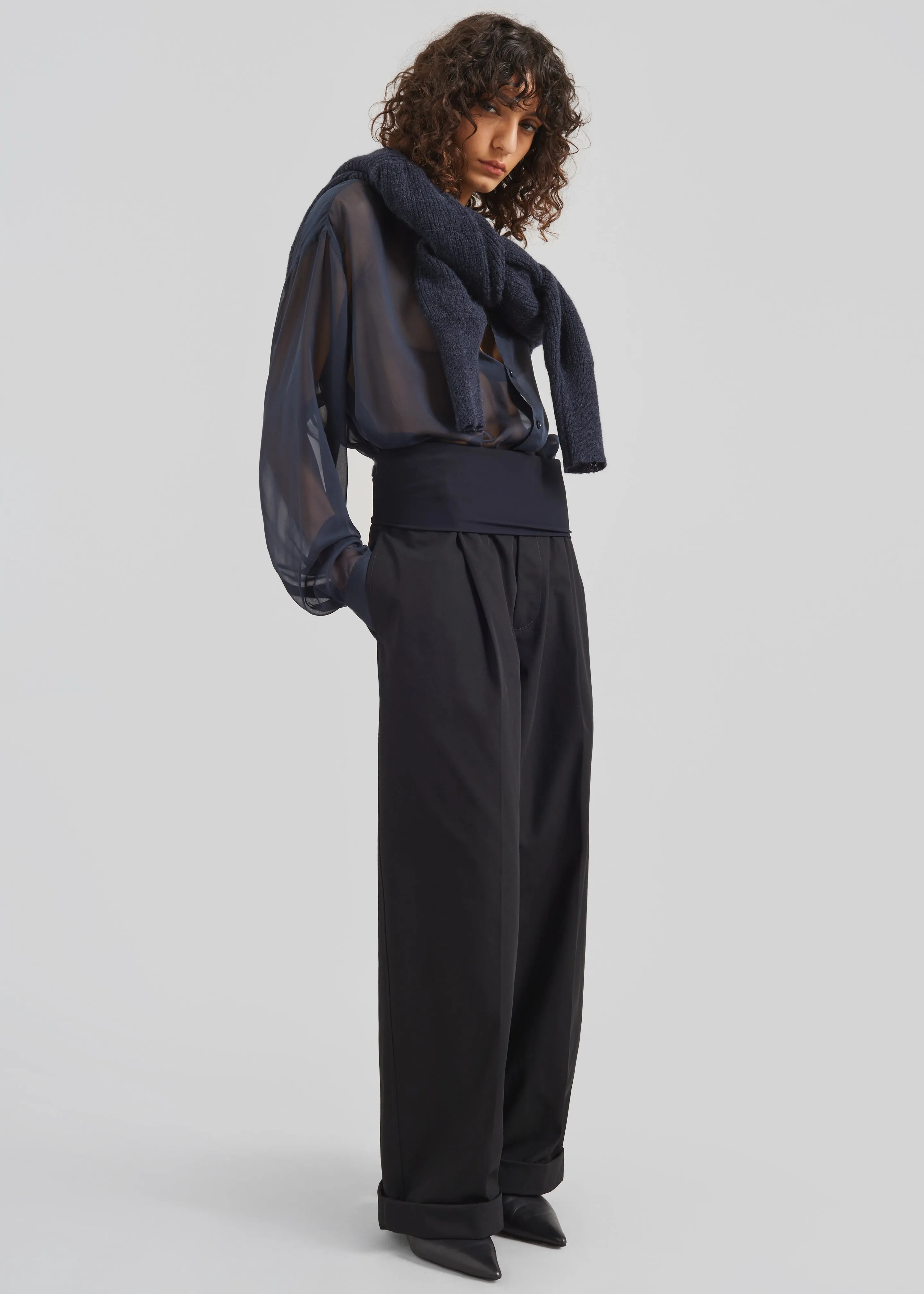 Darkpark Wendy Elastic Waist Wide Leg Trousers - Black sold by Frankie Shop product image thumbnail 4