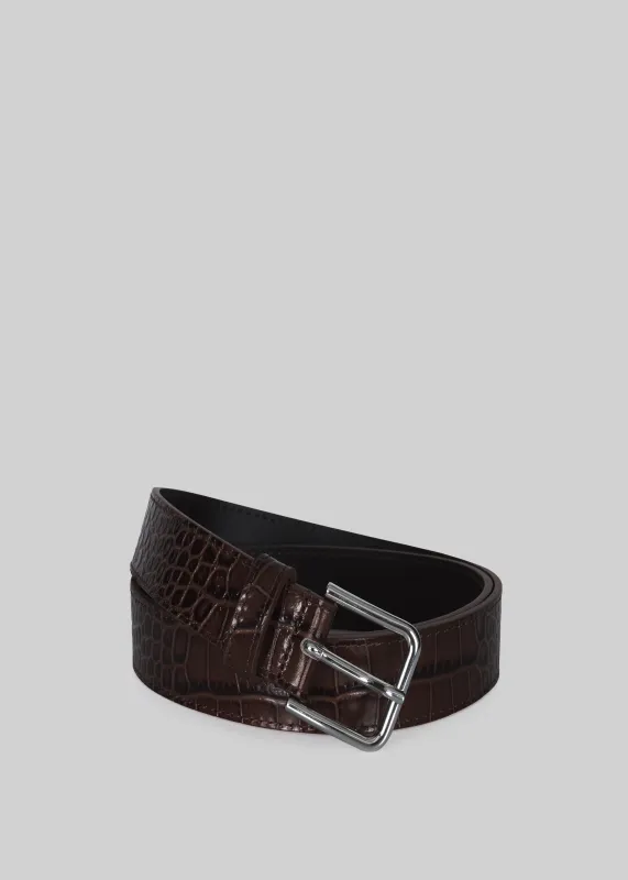 Toni Croc Patent Leather Belt - Brown/Silver sold by Frankie Shop