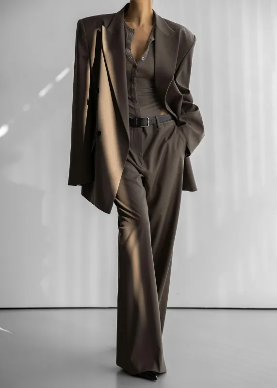 Pallen Wide Trousers - Brown sold by Frankie Shop