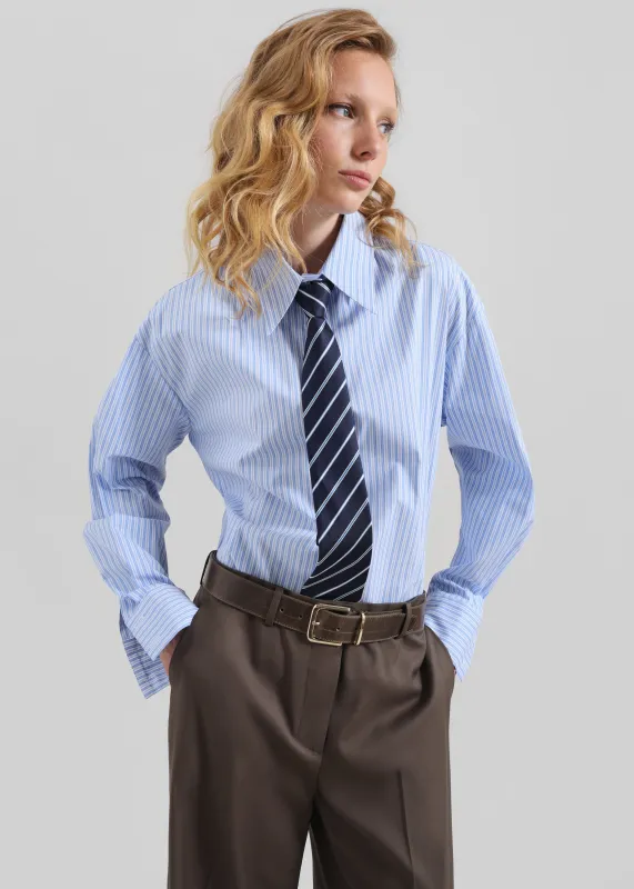 Gainsford Neck Tie Shirt - Blue/White Stripe sold by Frankie Shop