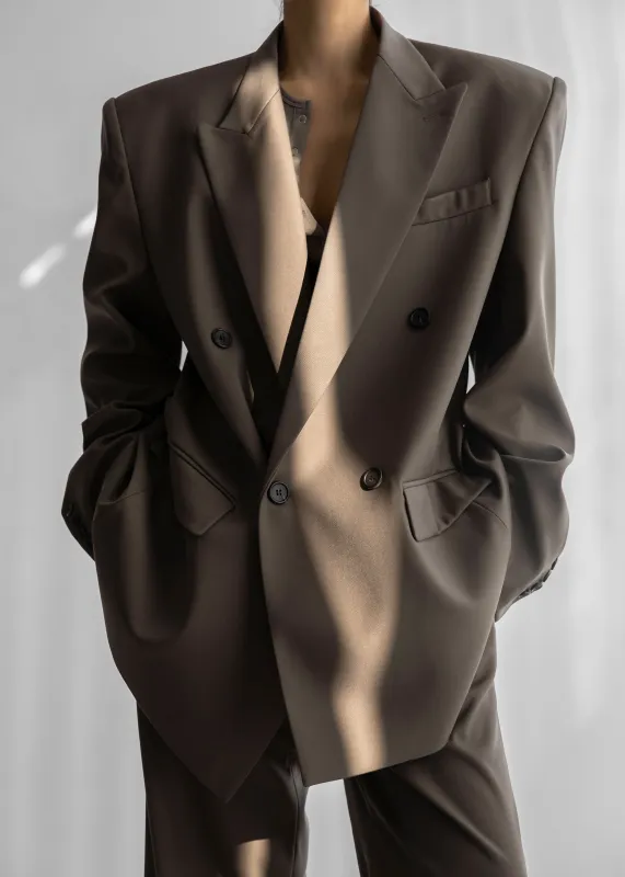 Pallen Double Breasted Blazer - Brown sold by Frankie Shop