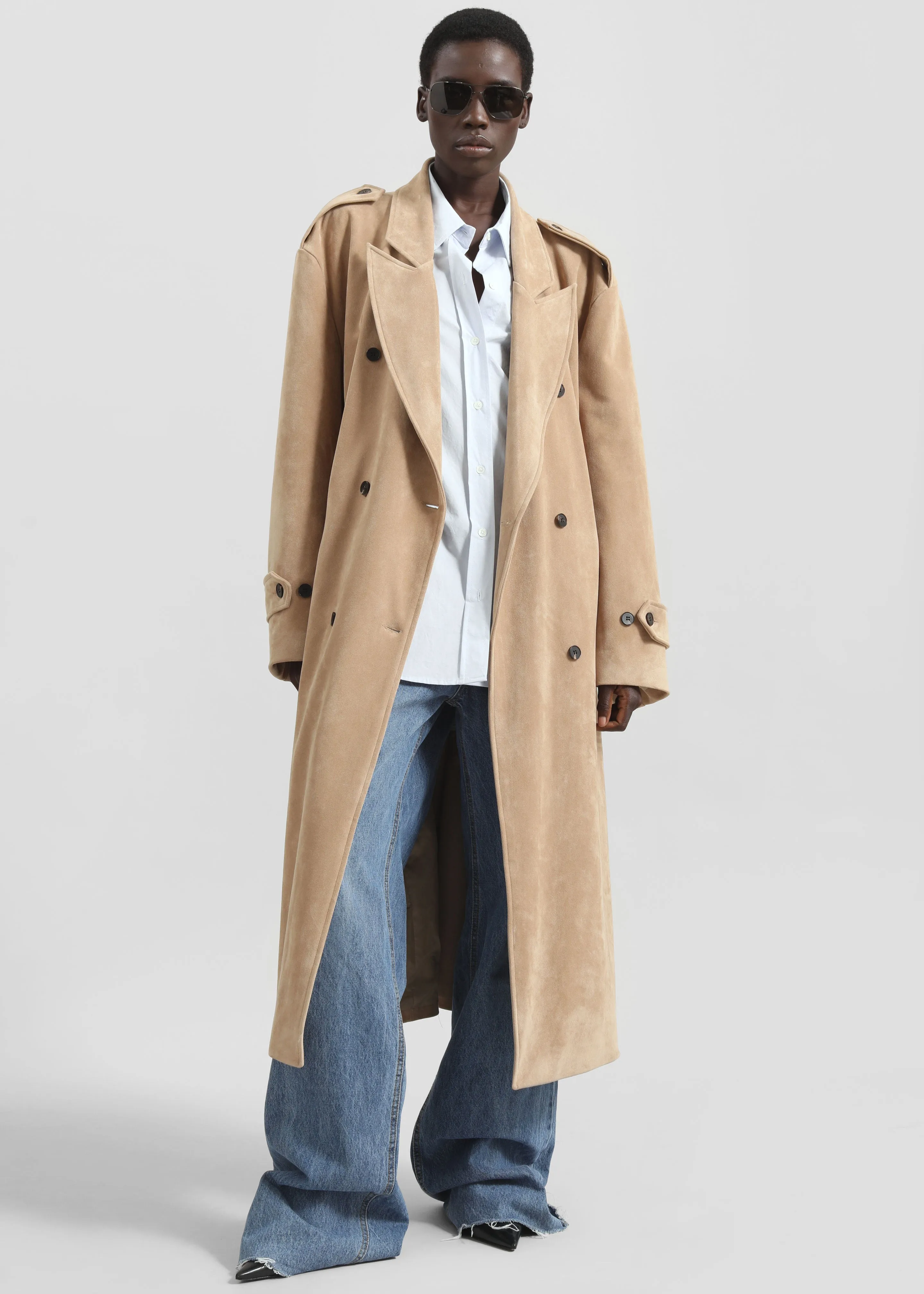 Peoria Faux Suede Trench Coat - Camel sold by Frankie Shop product image thumbnail 3