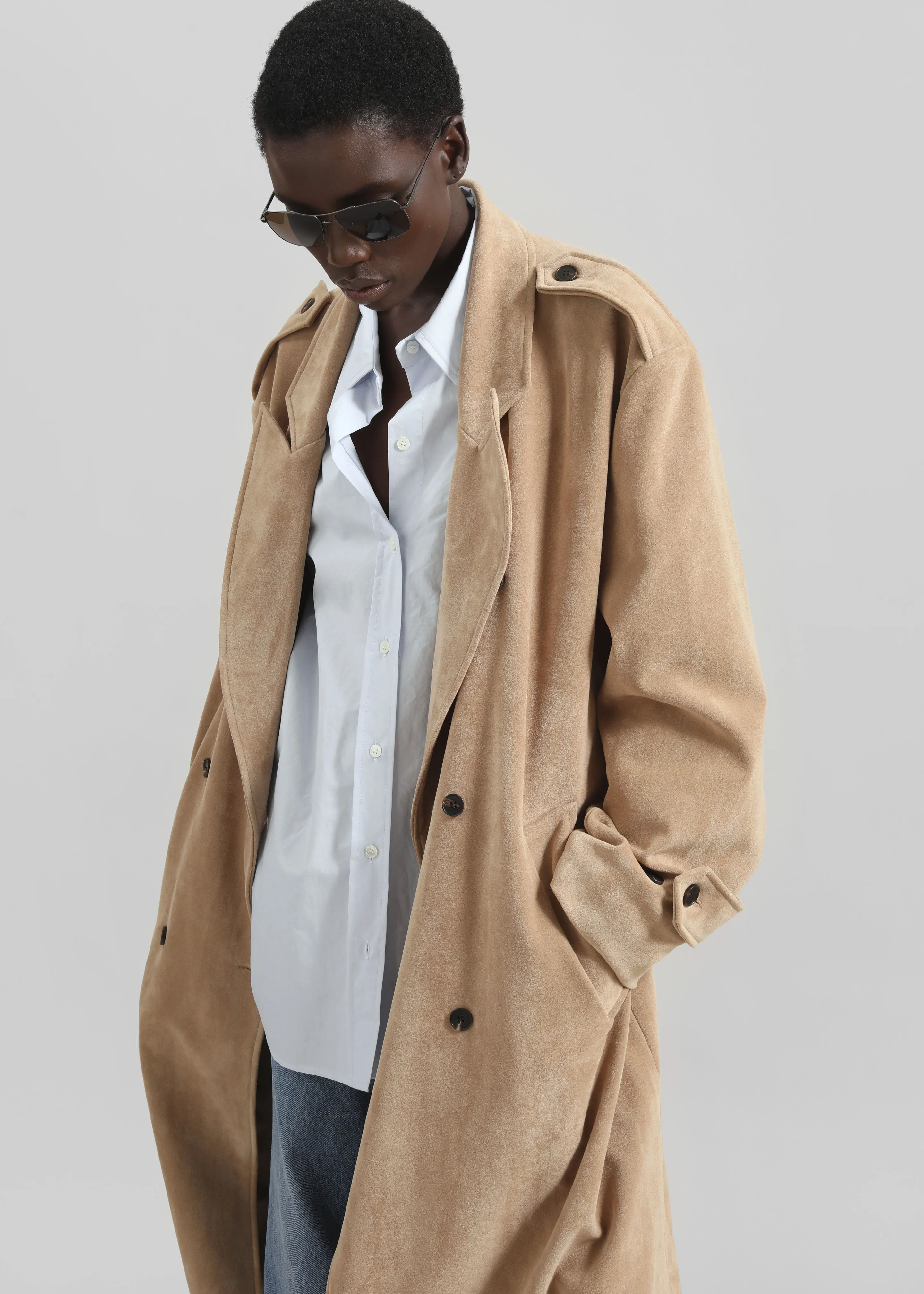 Peoria Faux Suede Trench Coat - Camel sold by Frankie Shop product image thumbnail 2
