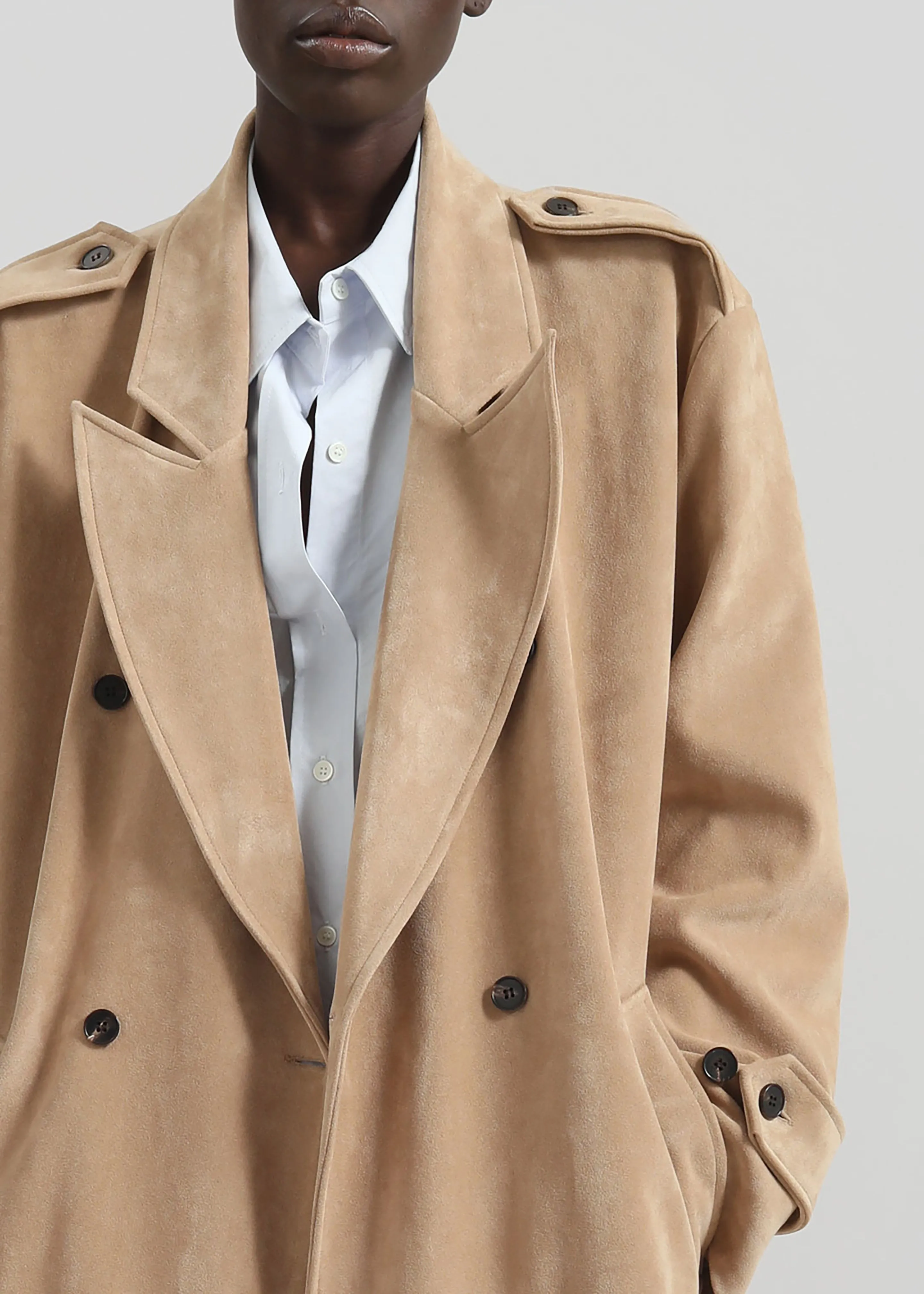 Peoria Faux Suede Trench Coat - Camel sold by Frankie Shop product image thumbnail 5