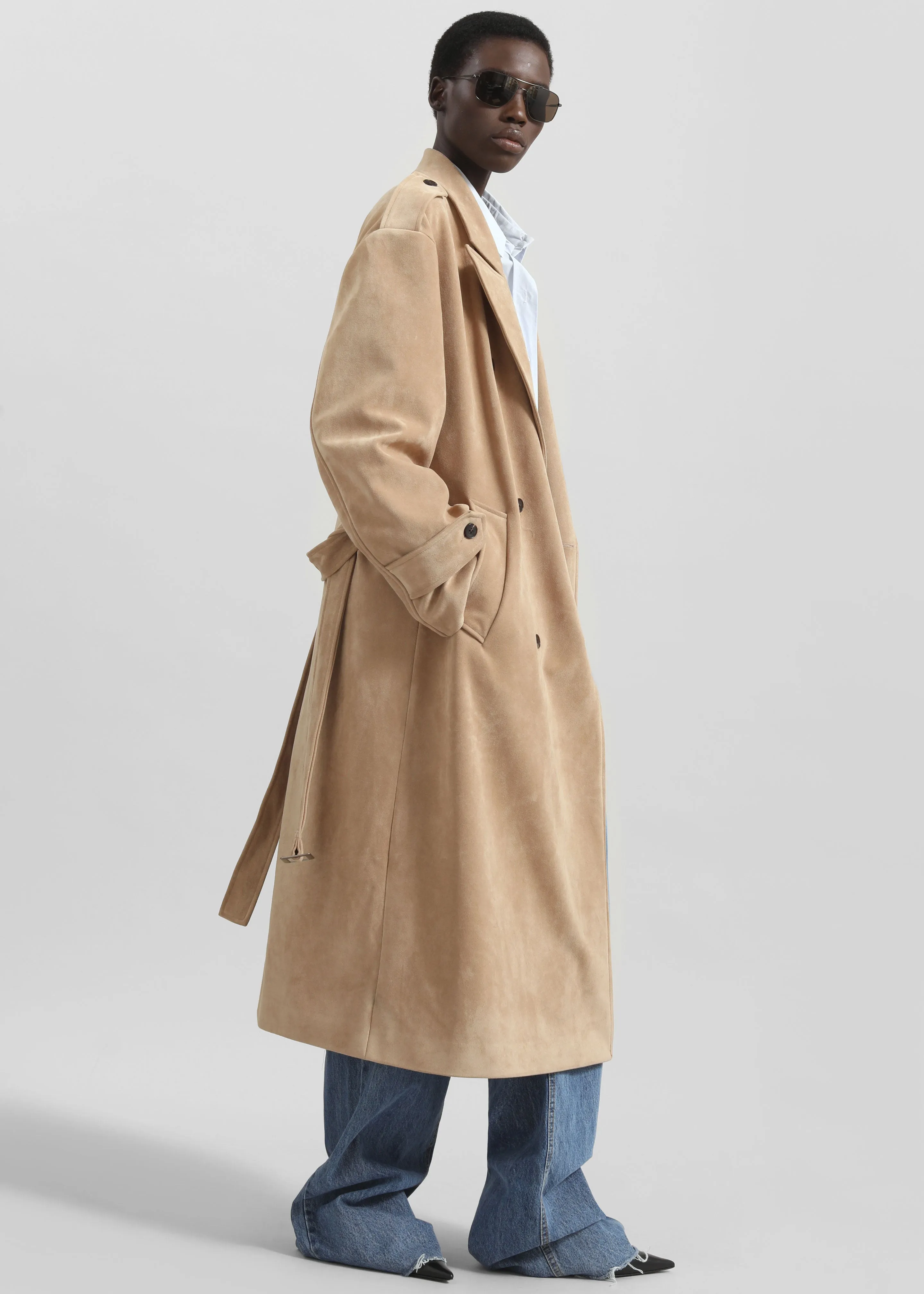 Peoria Faux Suede Trench Coat - Camel sold by Frankie Shop product image thumbnail 4