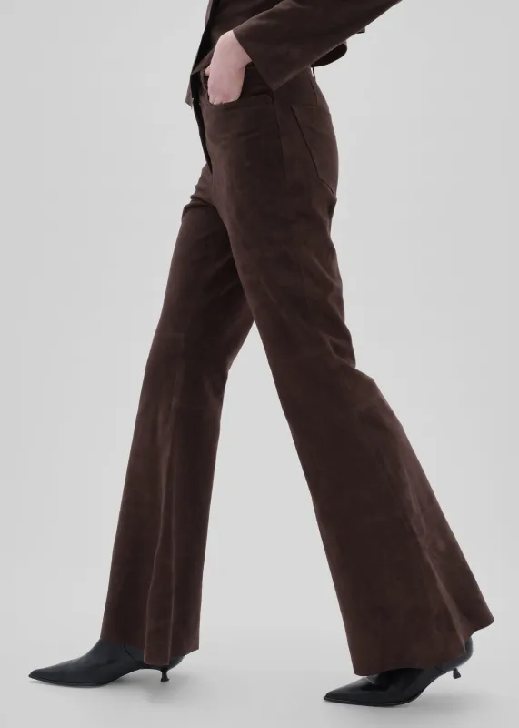 Remain Flared Suede Pants - Chicory Coffee sold by Frankie Shop