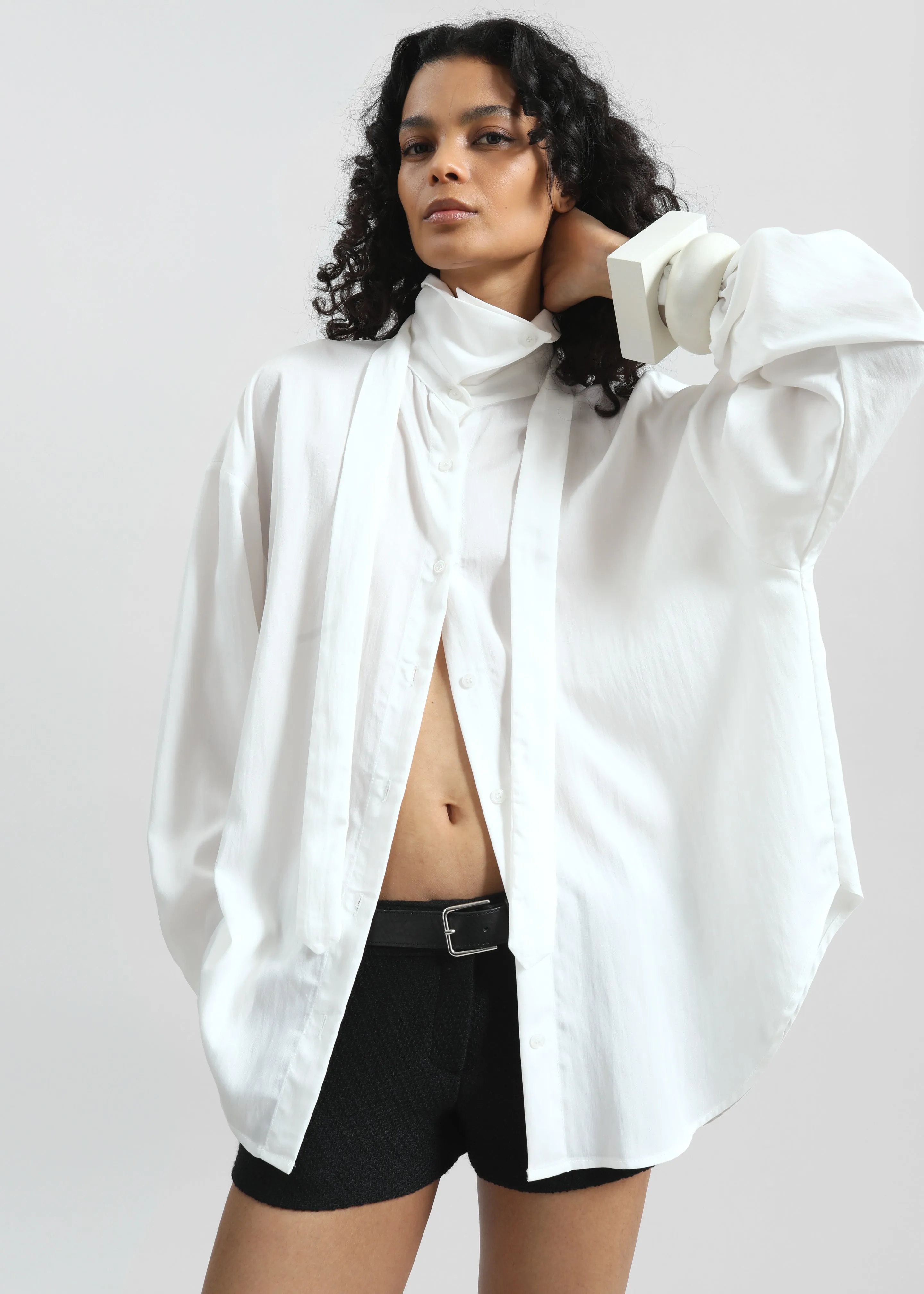 Silvan Neck Tie Shirt - White sold by Frankie Shop product image thumbnail 4