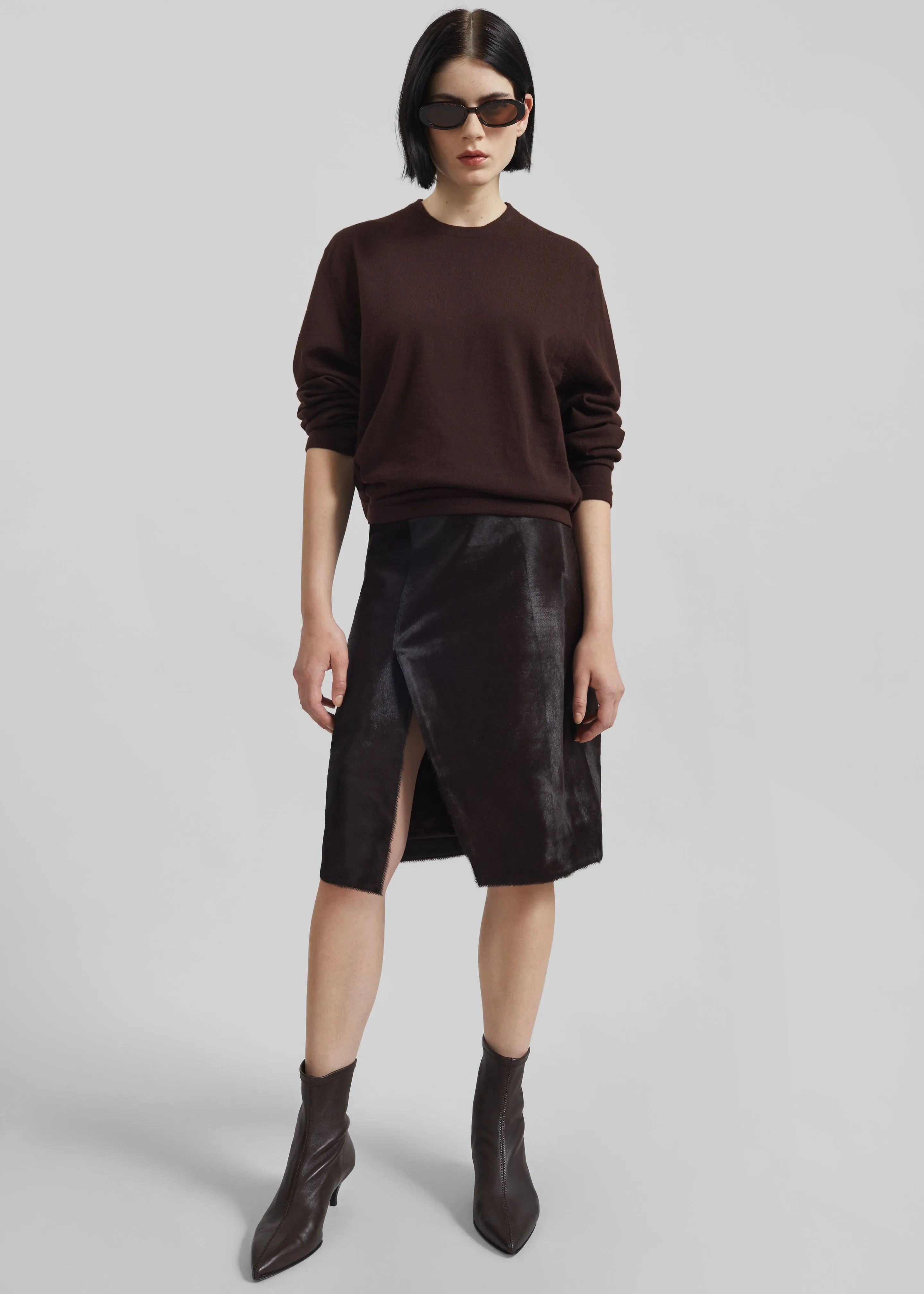 Loulou de Saison Myra Asymmetric Skirt - Coffee sold by Frankie Shop