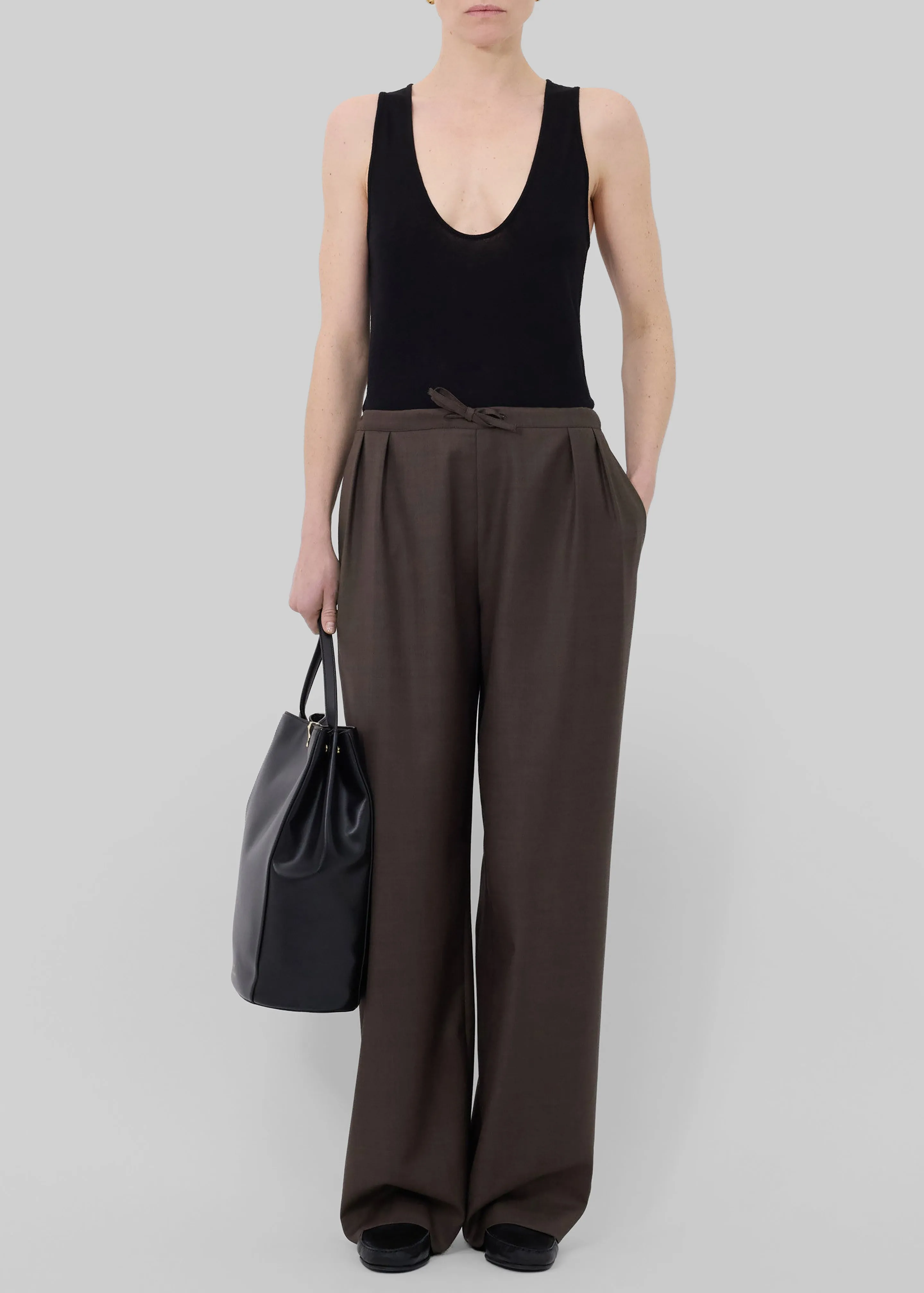Loulou de Saison Cove LDS Wide Pants - Brown Melange sold by Frankie Shop product image thumbnail 3