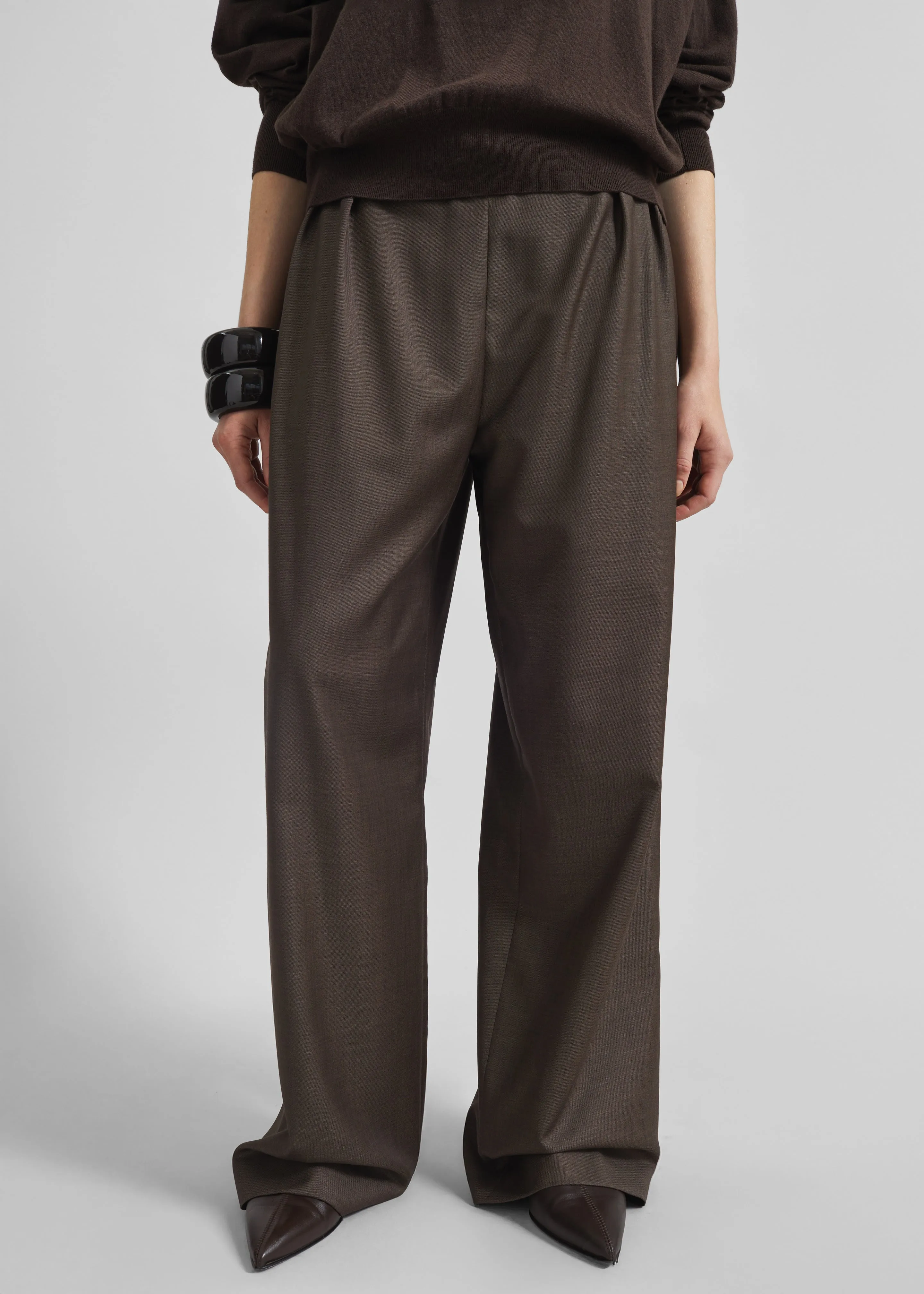 Loulou de Saison Cove LDS Wide Pants - Brown Melange sold by Frankie Shop product image thumbnail 4