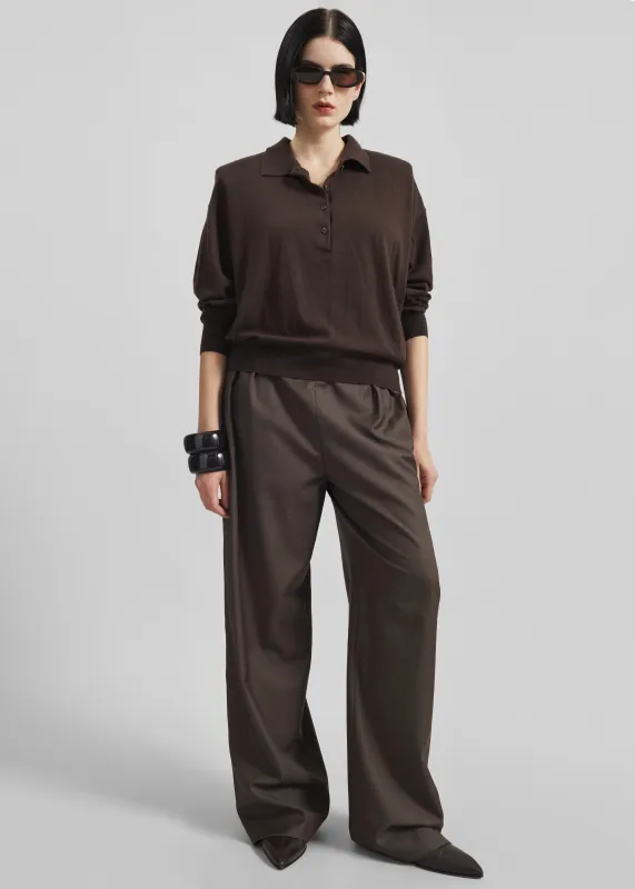 Loulou de Saison Cove LDS Wide Pants - Brown Melange sold by Frankie Shop